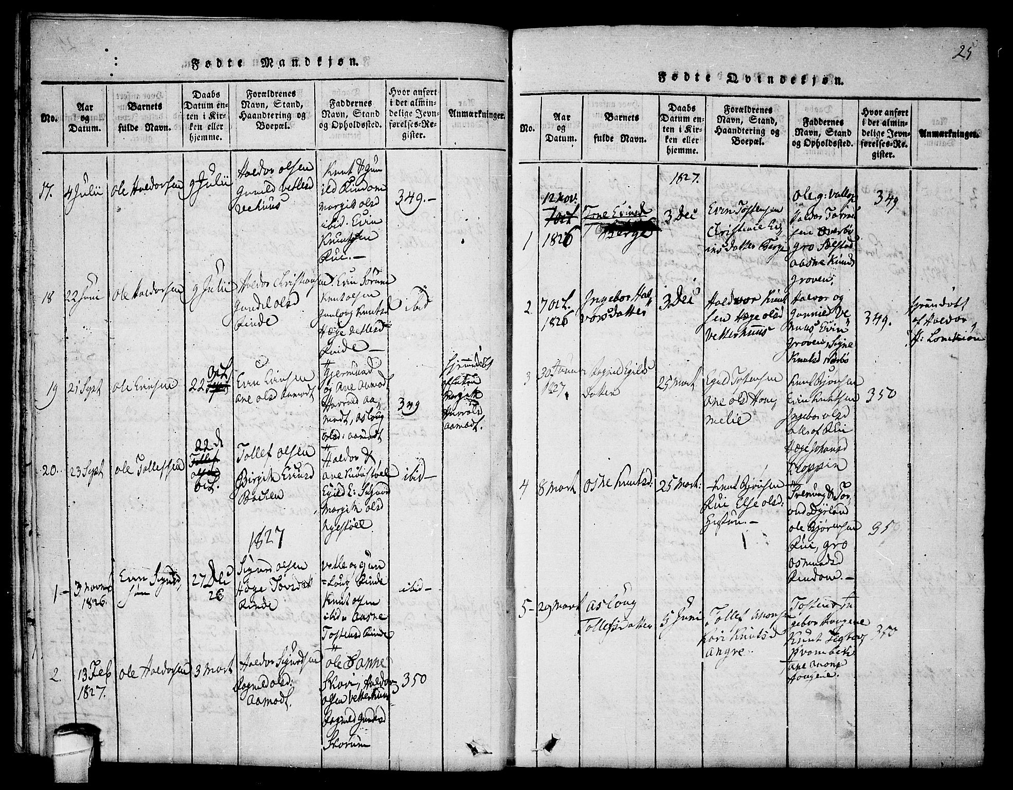 Seljord kirkebøker, AV/SAKO-A-20/F/Fc/L0001: Parish register (official) no. III 1, 1815-1831, p. 25