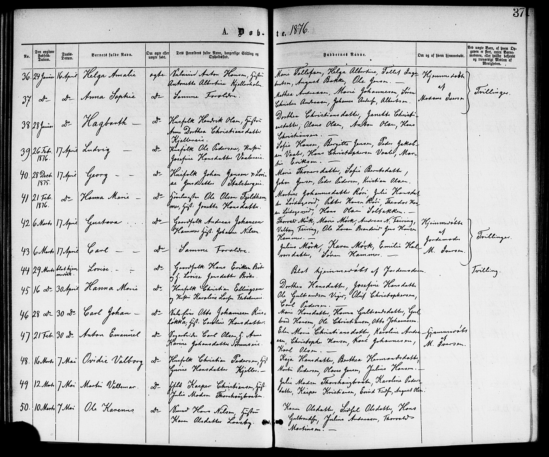 Skedsmo prestekontor Kirkebøker, AV/SAO-A-10033a/G/Ga/L0003: Parish register (copy) no. I 3, 1873-1882, p. 37