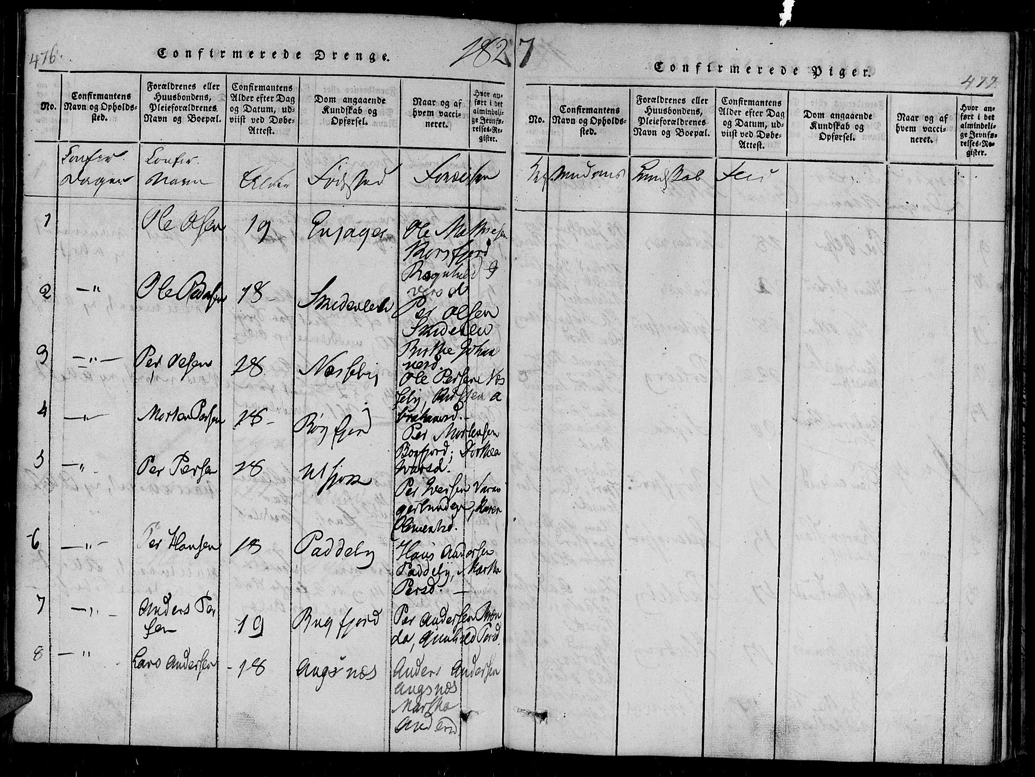 Vadsø sokneprestkontor, AV/SATØ-S-1325/H/Ha/L0003kirke: Parish register (official) no. 3 /1, 1821-1839, p. 476-477