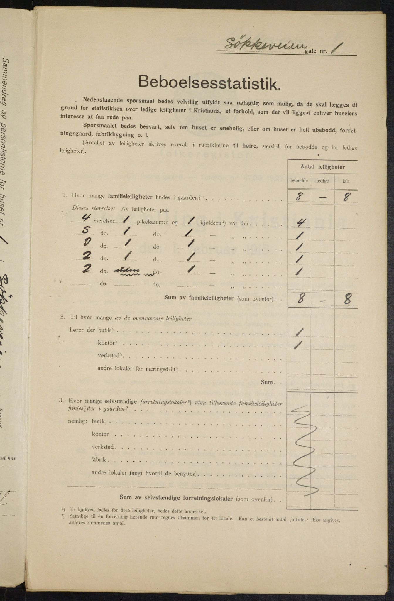 OBA, Municipal Census 1915 for Kristiania, 1915, p. 58008