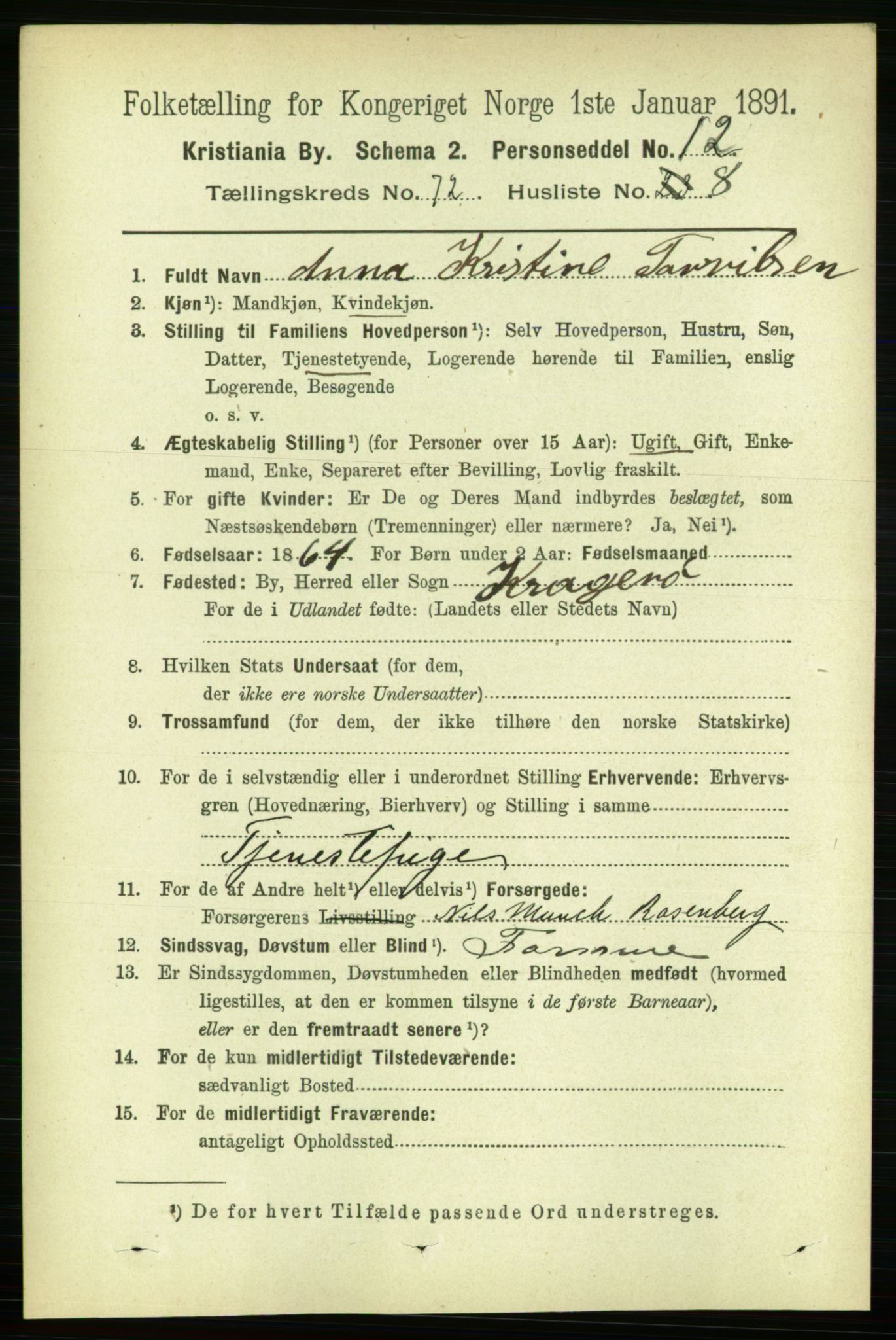 RA, 1891 census for 0301 Kristiania, 1891, p. 39322