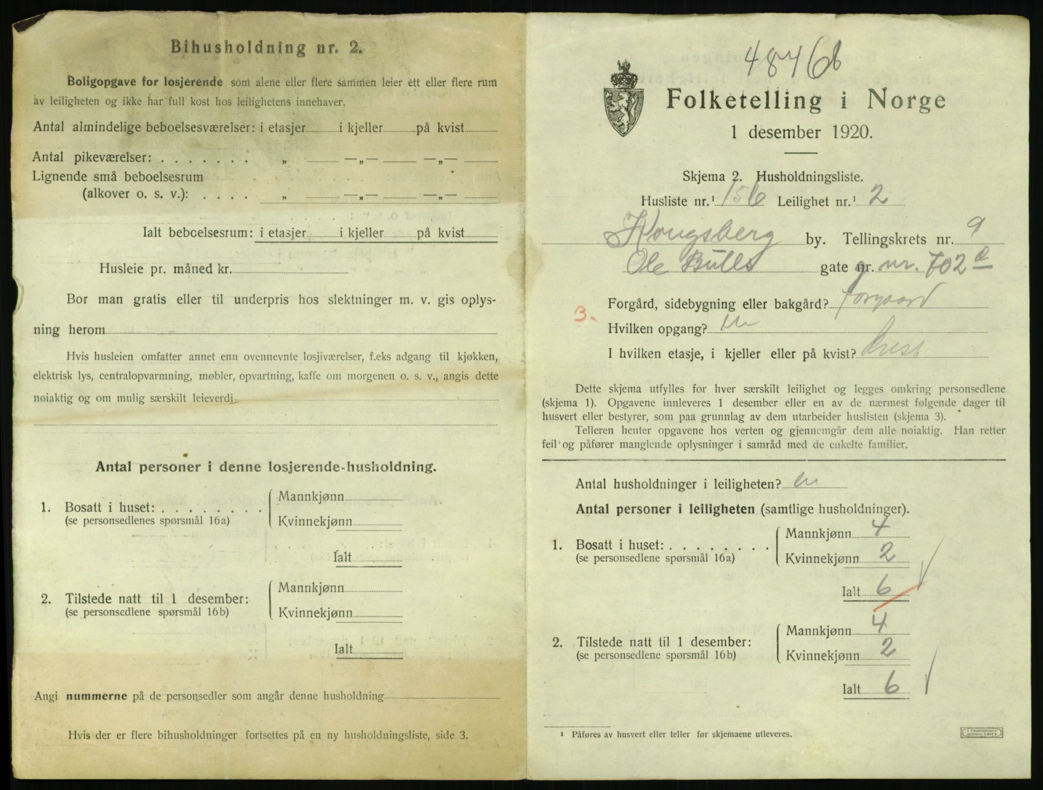 SAKO, 1920 census for Kongsberg, 1920, p. 5700