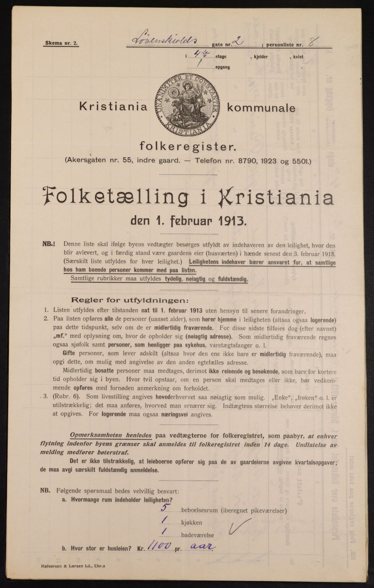 OBA, Municipal Census 1913 for Kristiania, 1913, p. 58589