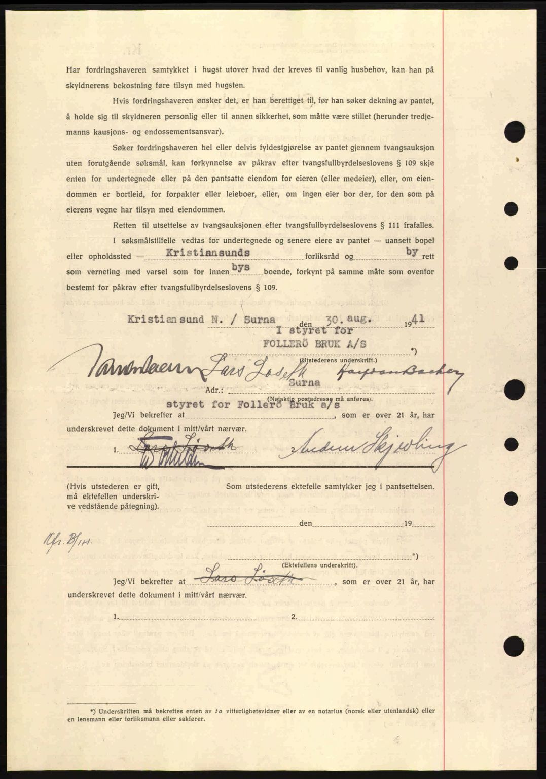 Nordmøre sorenskriveri, AV/SAT-A-4132/1/2/2Ca: Mortgage book no. B88, 1941-1942, Diary no: : 1625/1941