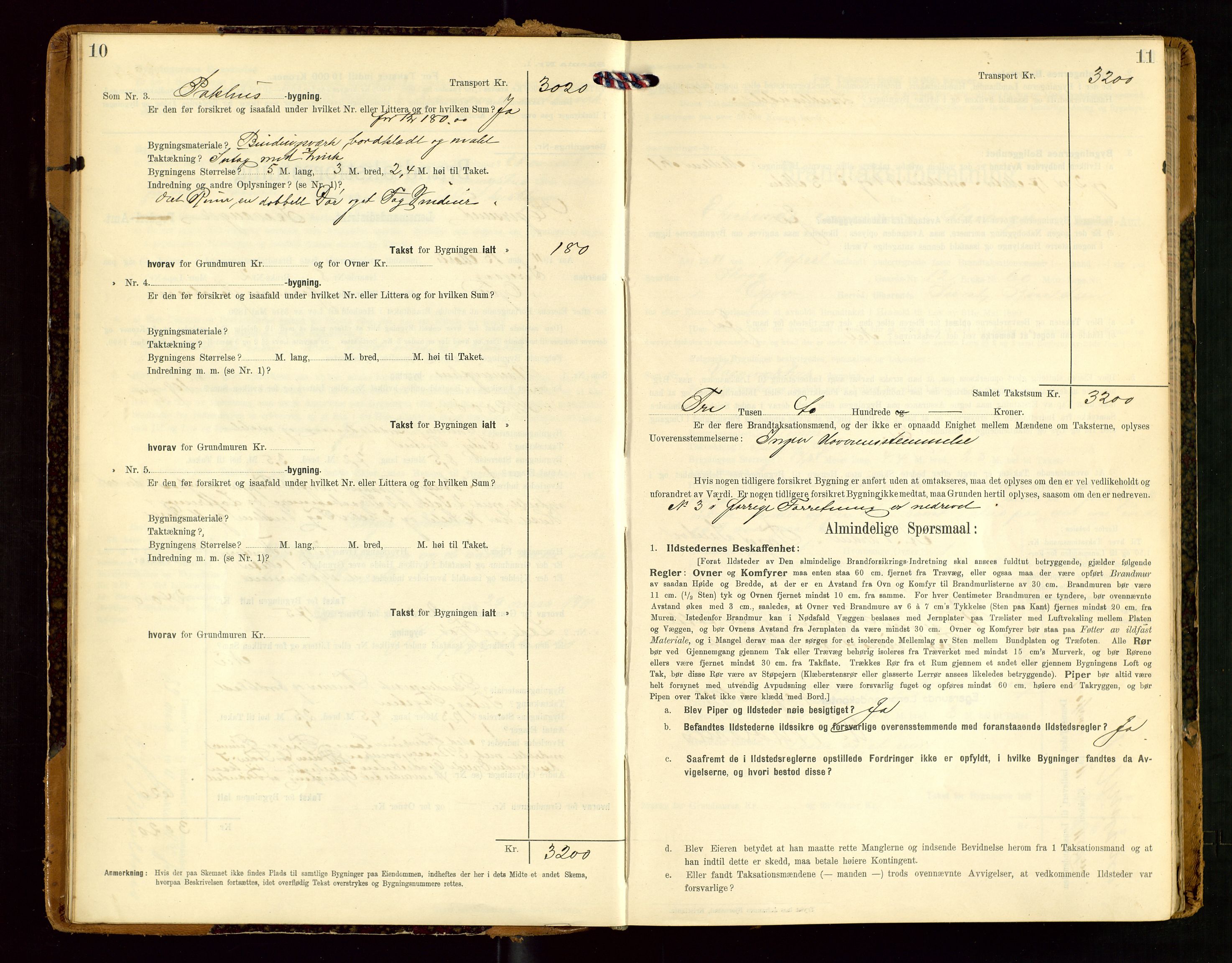 Eigersund lensmannskontor, SAST/A-100171/Gob/L0002: "Brandtakstprotokol", 1910-1916, p. 10-11