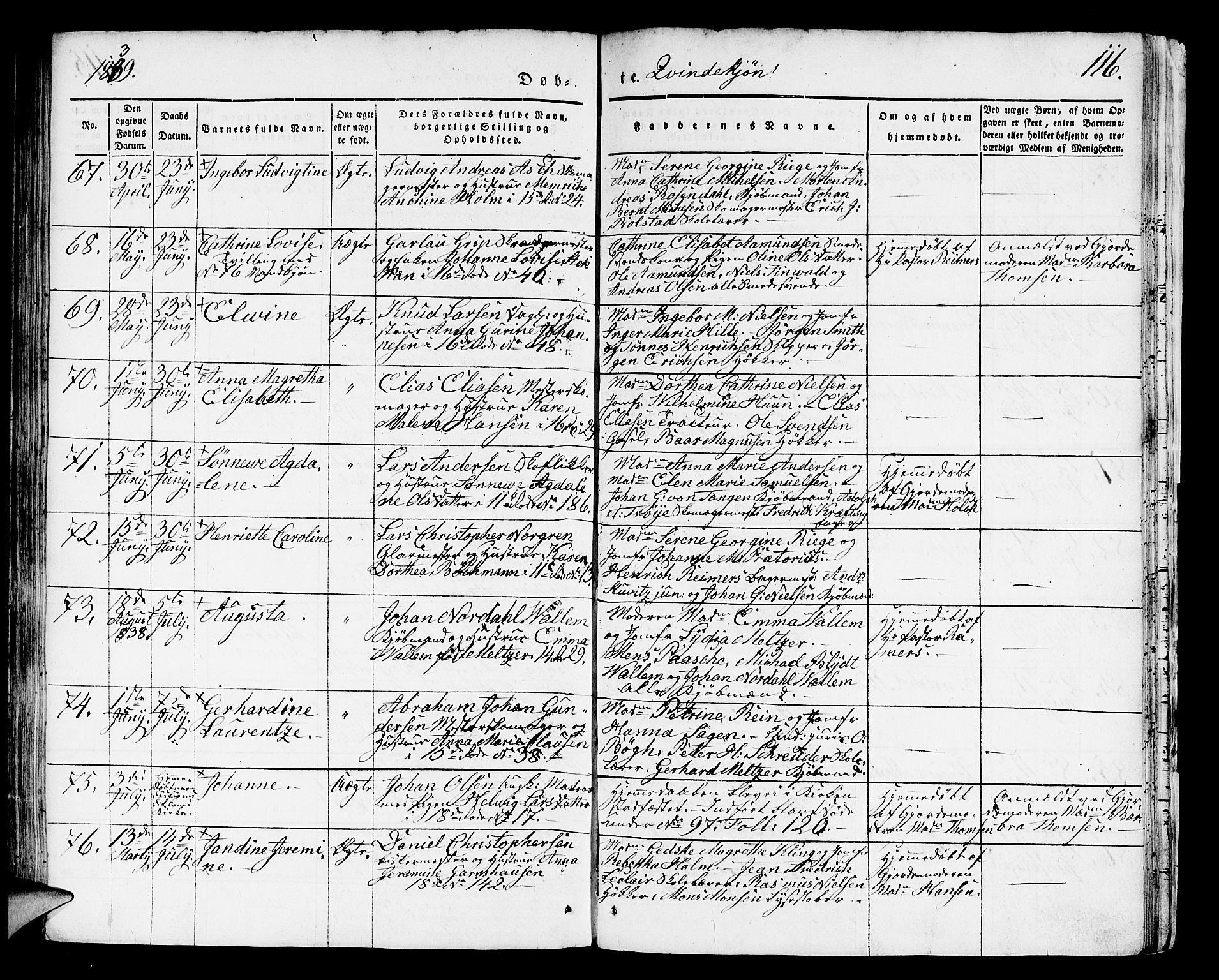 Domkirken sokneprestembete, SAB/A-74801/H/Hab/L0008: Parish register (copy) no. B 1, 1836-1841, p. 116