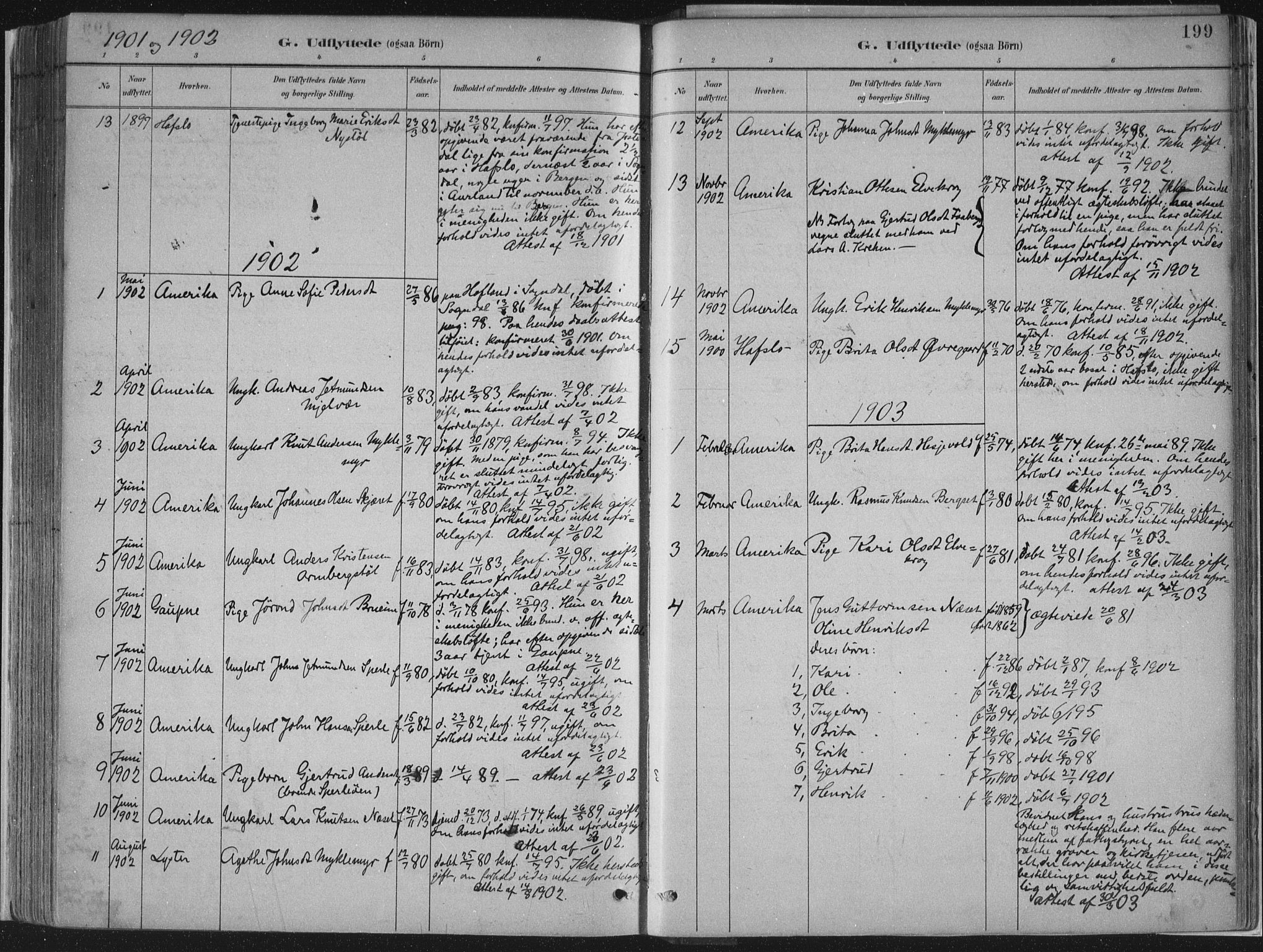 Jostedal sokneprestembete, AV/SAB-A-80601/H/Haa/Haab/L0001: Parish register (official) no. B 1, 1887-1914, p. 199