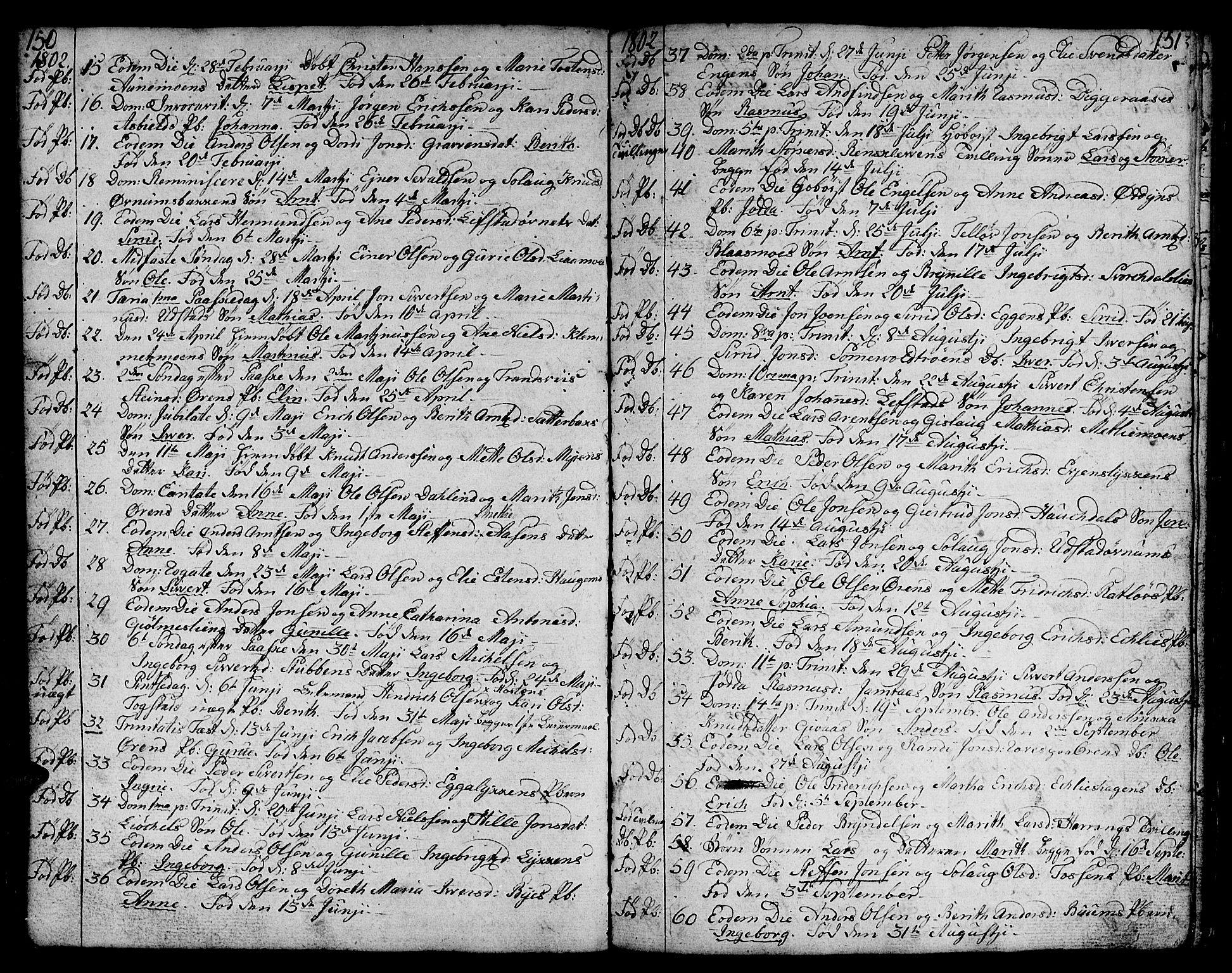 Ministerialprotokoller, klokkerbøker og fødselsregistre - Sør-Trøndelag, SAT/A-1456/668/L0815: Parish register (copy) no. 668C04, 1791-1815, p. 150-151