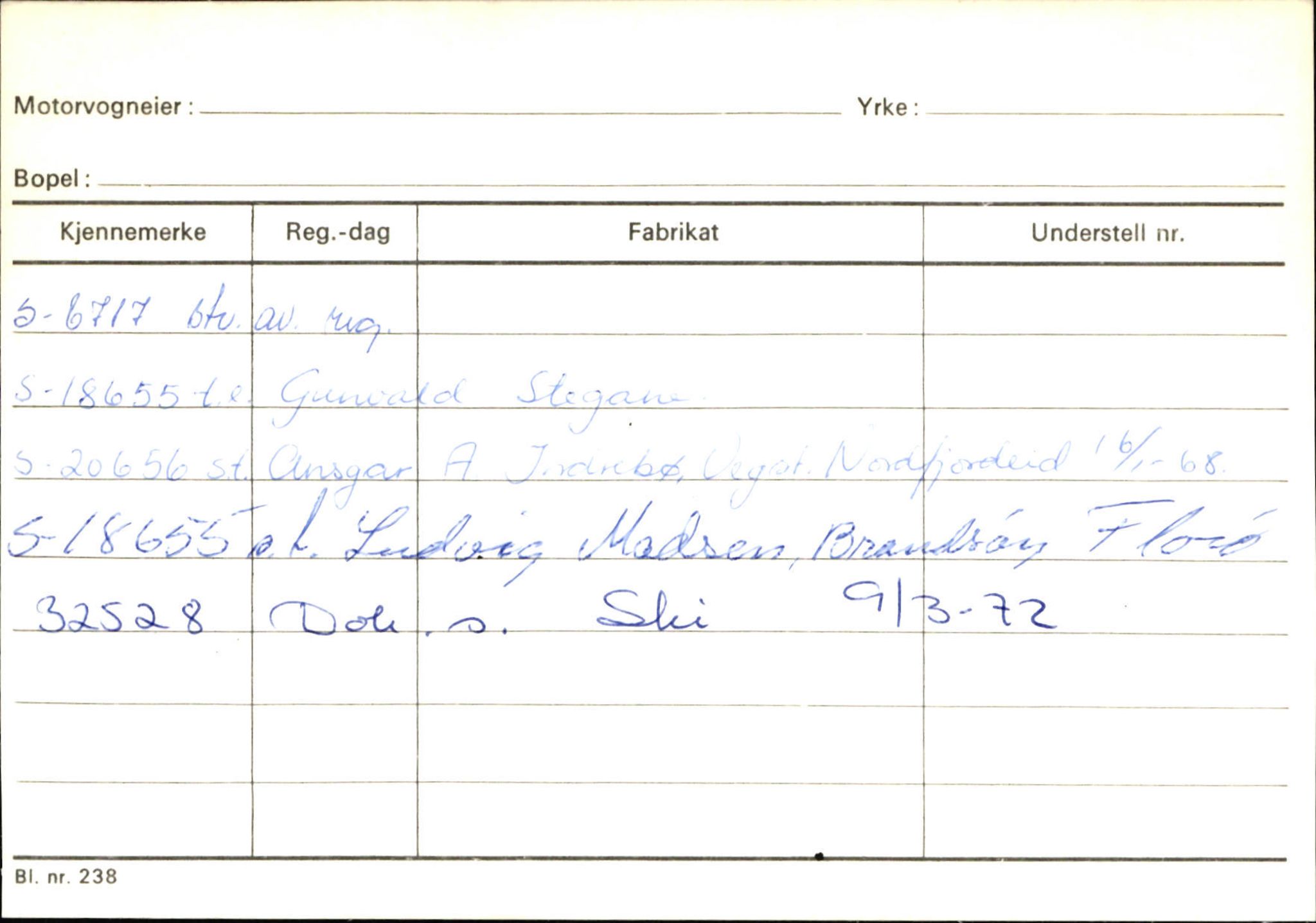 Statens vegvesen, Sogn og Fjordane vegkontor, SAB/A-5301/4/F/L0144: Registerkort Vågsøy A-R, 1945-1975, p. 242