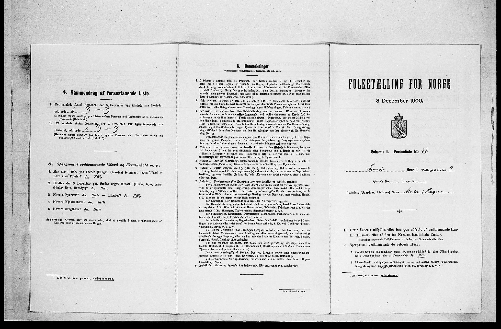 SAKO, 1900 census for Lunde, 1900, p. 833