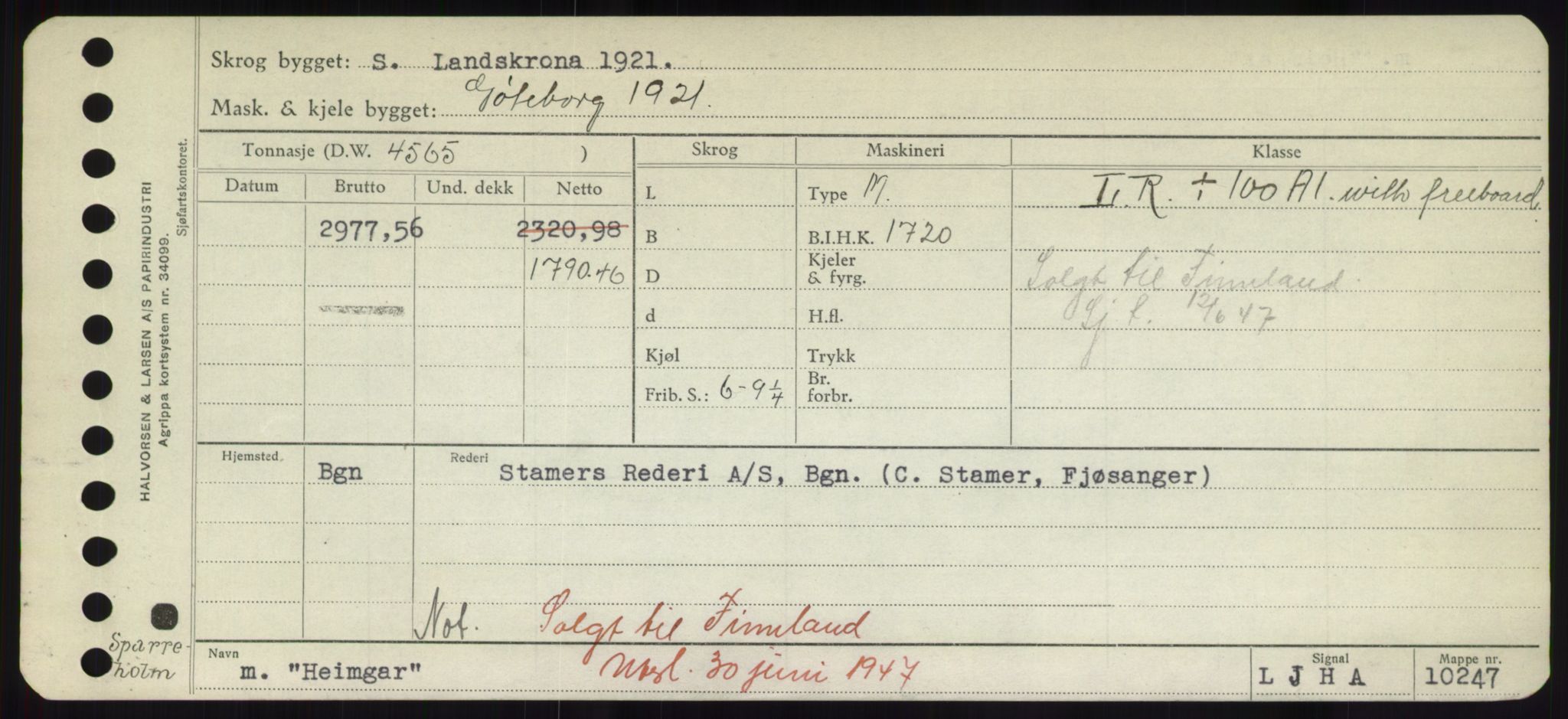 Sjøfartsdirektoratet med forløpere, Skipsmålingen, RA/S-1627/H/Hd/L0015: Fartøy, Havm-Hey, p. 193