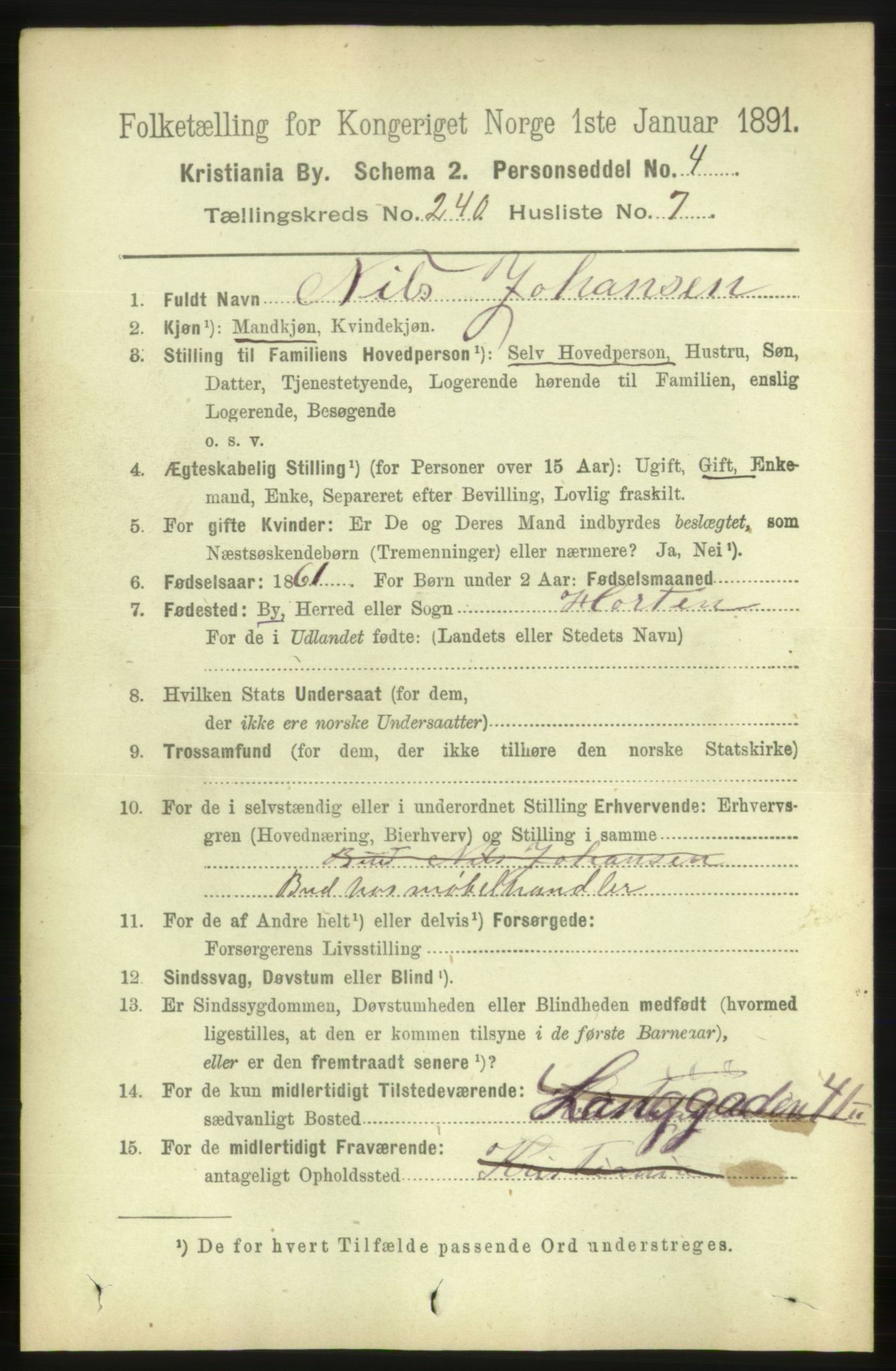RA, 1891 census for 0301 Kristiania, 1891, p. 145981