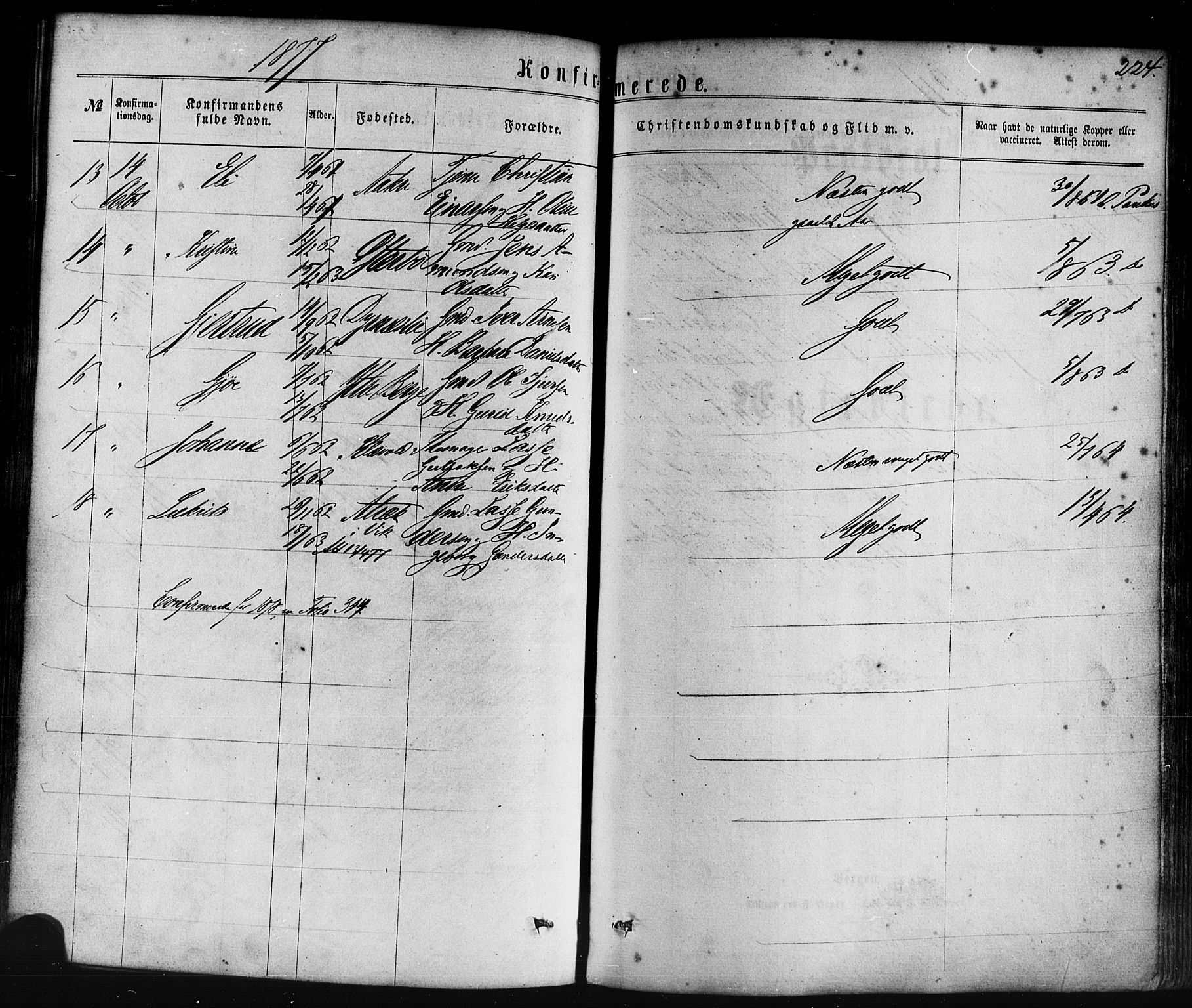 Lavik sokneprestembete, SAB/A-80901: Parish register (official) no. A 4, 1864-1881, p. 224