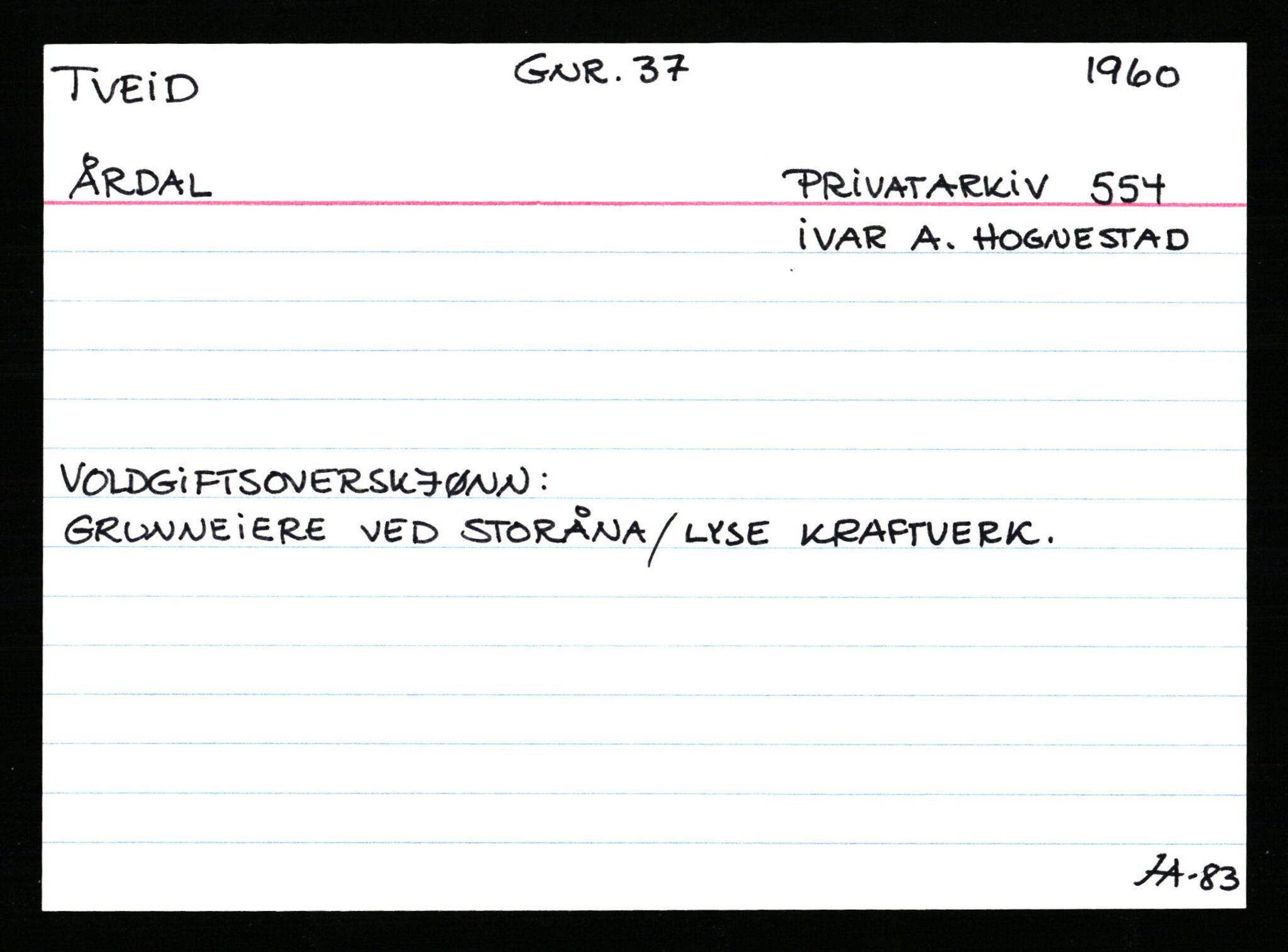 Statsarkivet i Stavanger, AV/SAST-A-101971/03/Y/Ym/L0062: Åstedskort sortert etter gårdsnavn: Tuneim - Tømmerdal, 1600-1950, p. 269