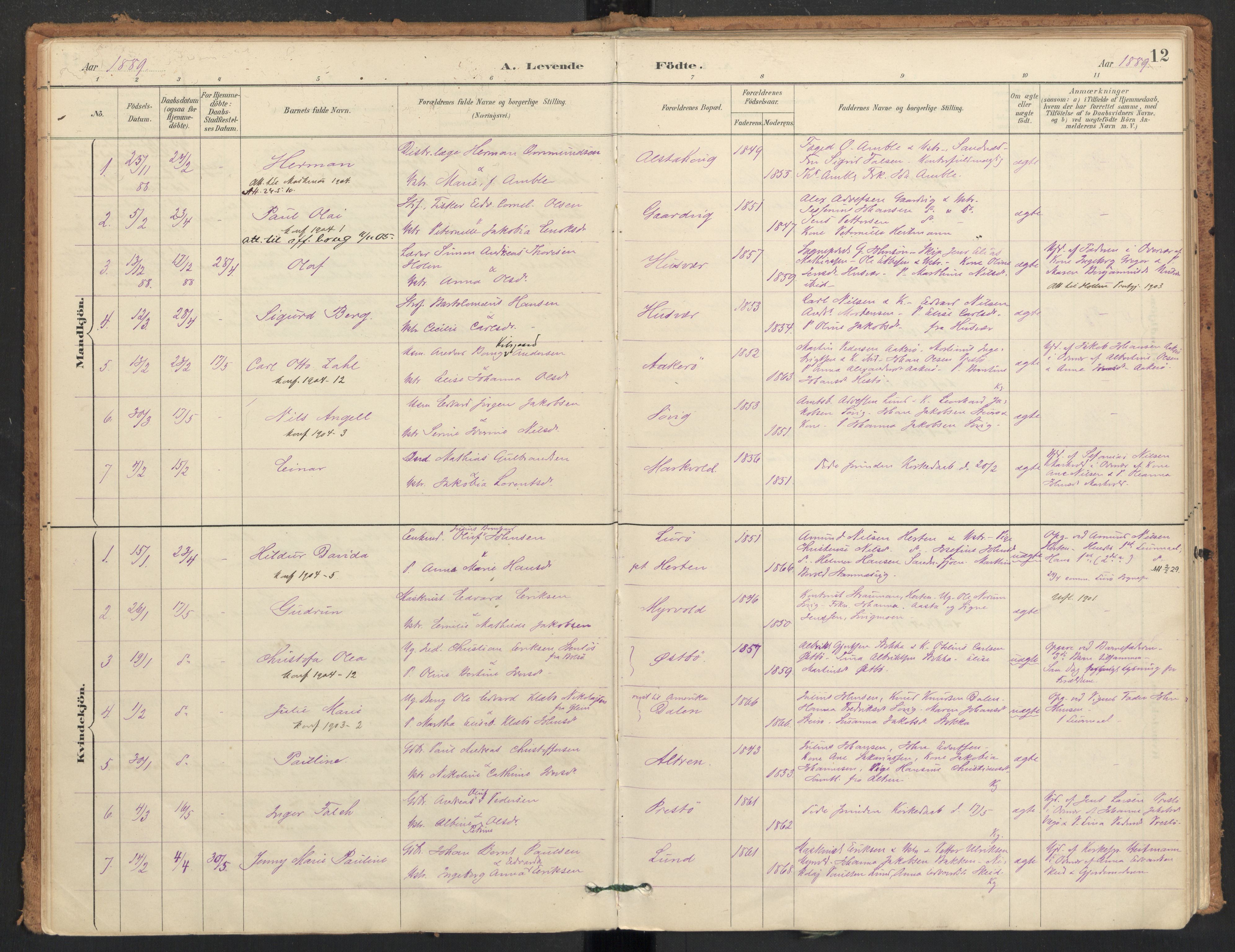 Ministerialprotokoller, klokkerbøker og fødselsregistre - Nordland, SAT/A-1459/830/L0453: Parish register (official) no. 830A17, 1886-1911, p. 12