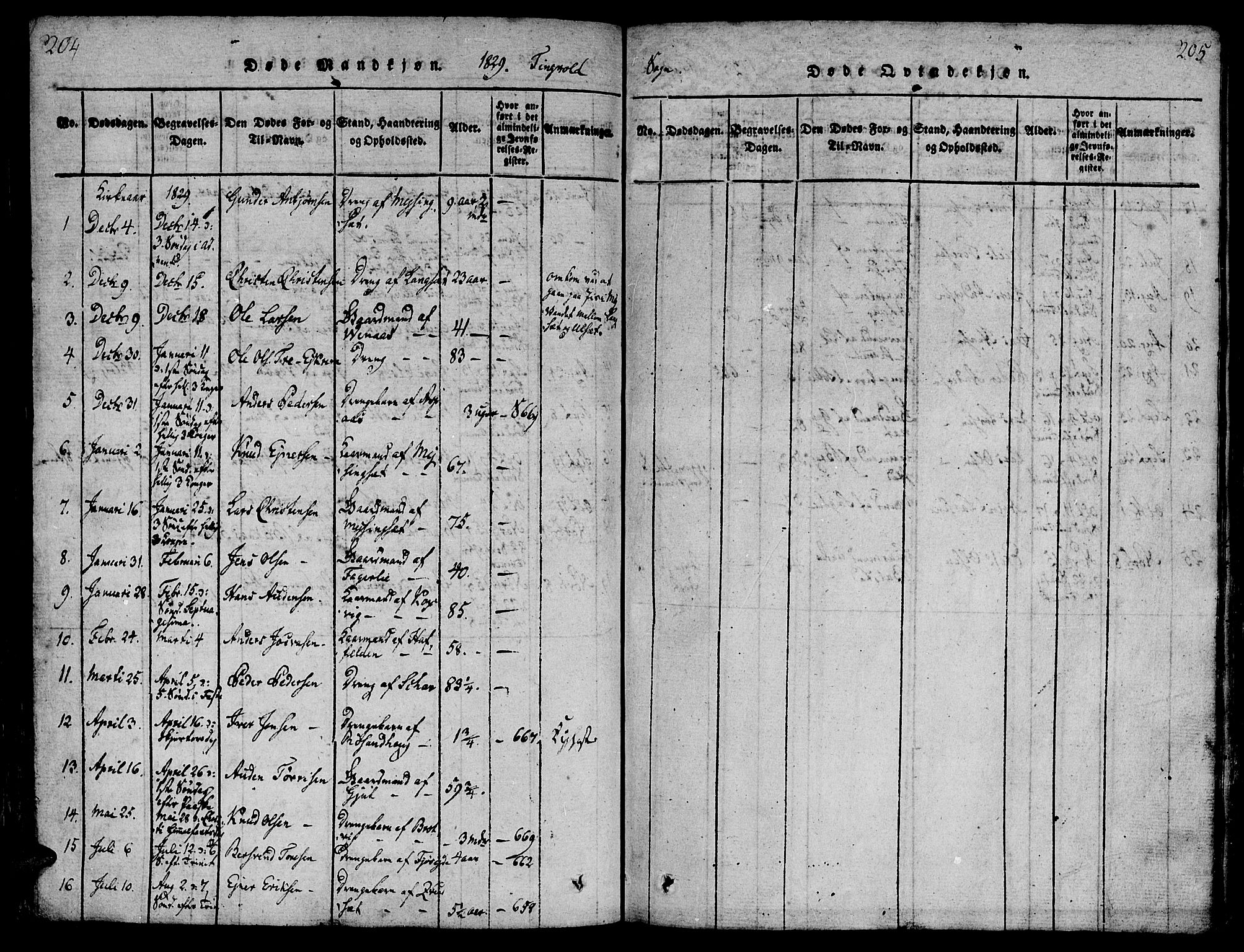 Ministerialprotokoller, klokkerbøker og fødselsregistre - Møre og Romsdal, AV/SAT-A-1454/586/L0982: Parish register (official) no. 586A08, 1819-1829, p. 204-205