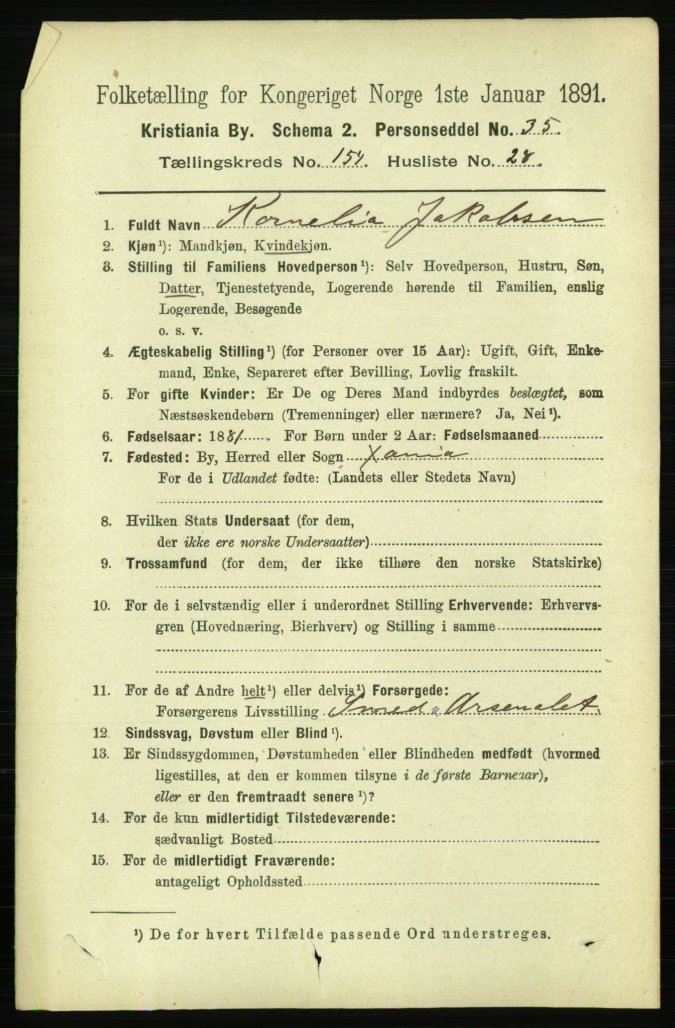 RA, 1891 census for 0301 Kristiania, 1891, p. 88102