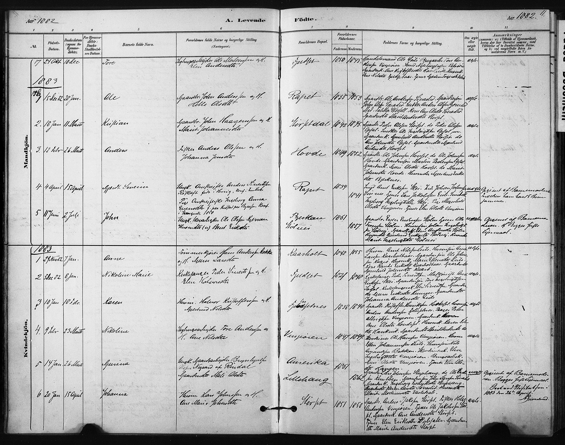 Ministerialprotokoller, klokkerbøker og fødselsregistre - Sør-Trøndelag, SAT/A-1456/631/L0512: Parish register (official) no. 631A01, 1879-1912, p. 11