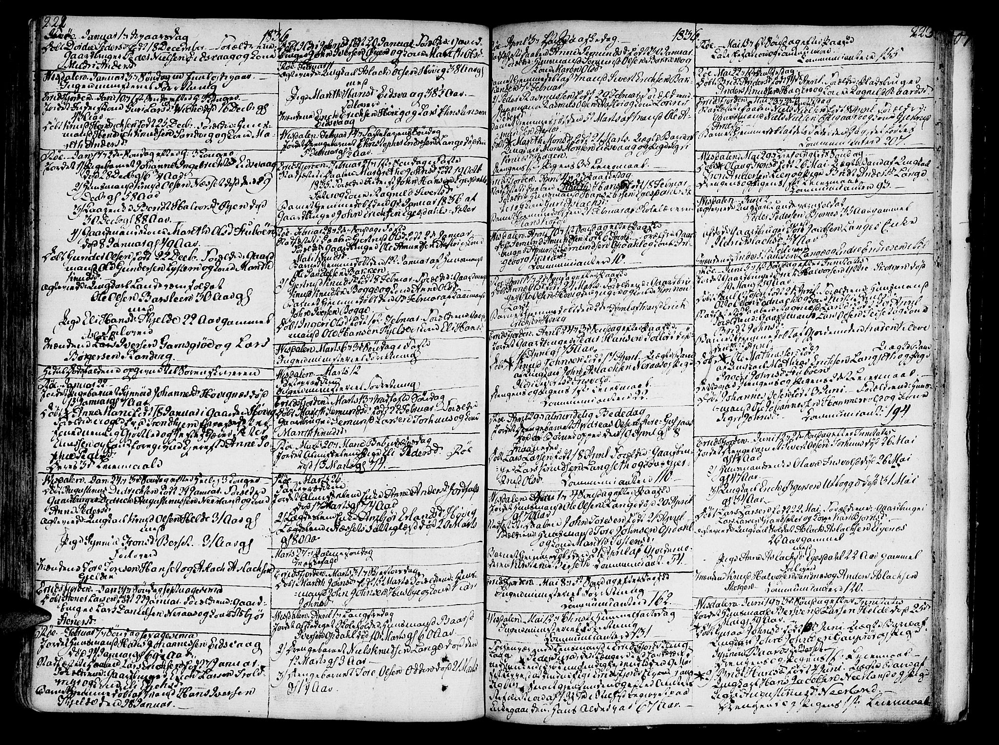 Ministerialprotokoller, klokkerbøker og fødselsregistre - Møre og Romsdal, AV/SAT-A-1454/551/L0622: Parish register (official) no. 551A02, 1804-1845, p. 222-223