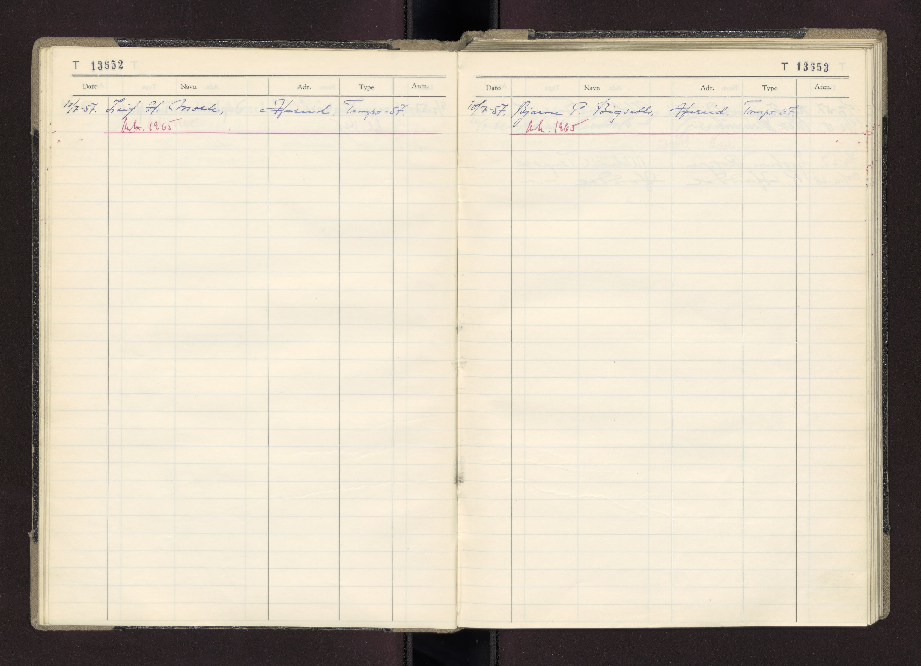Møre og Romsdal vegkontor - Ålesund trafikkstasjon, AV/SAT-A-4099/F/Fc/L0011: Bilregister; T 13601 - T 13999, 1955-1970