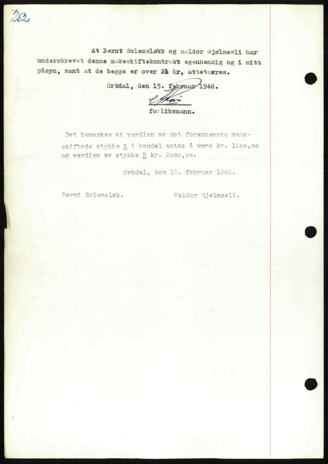 Orkdal sorenskriveri, SAT/A-4169/1/2/2C: Mortgage book no. A, 1947-1947, Diary no: : 1004/1947