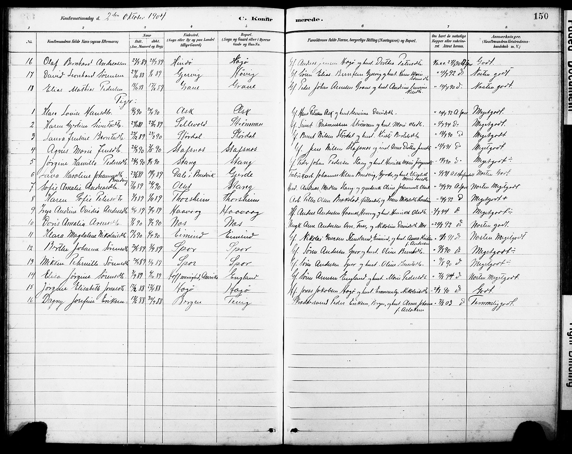 Askvoll sokneprestembete, AV/SAB-A-79501/H/Hab/Haba/L0003: Parish register (copy) no. A 3, 1886-1928, p. 150