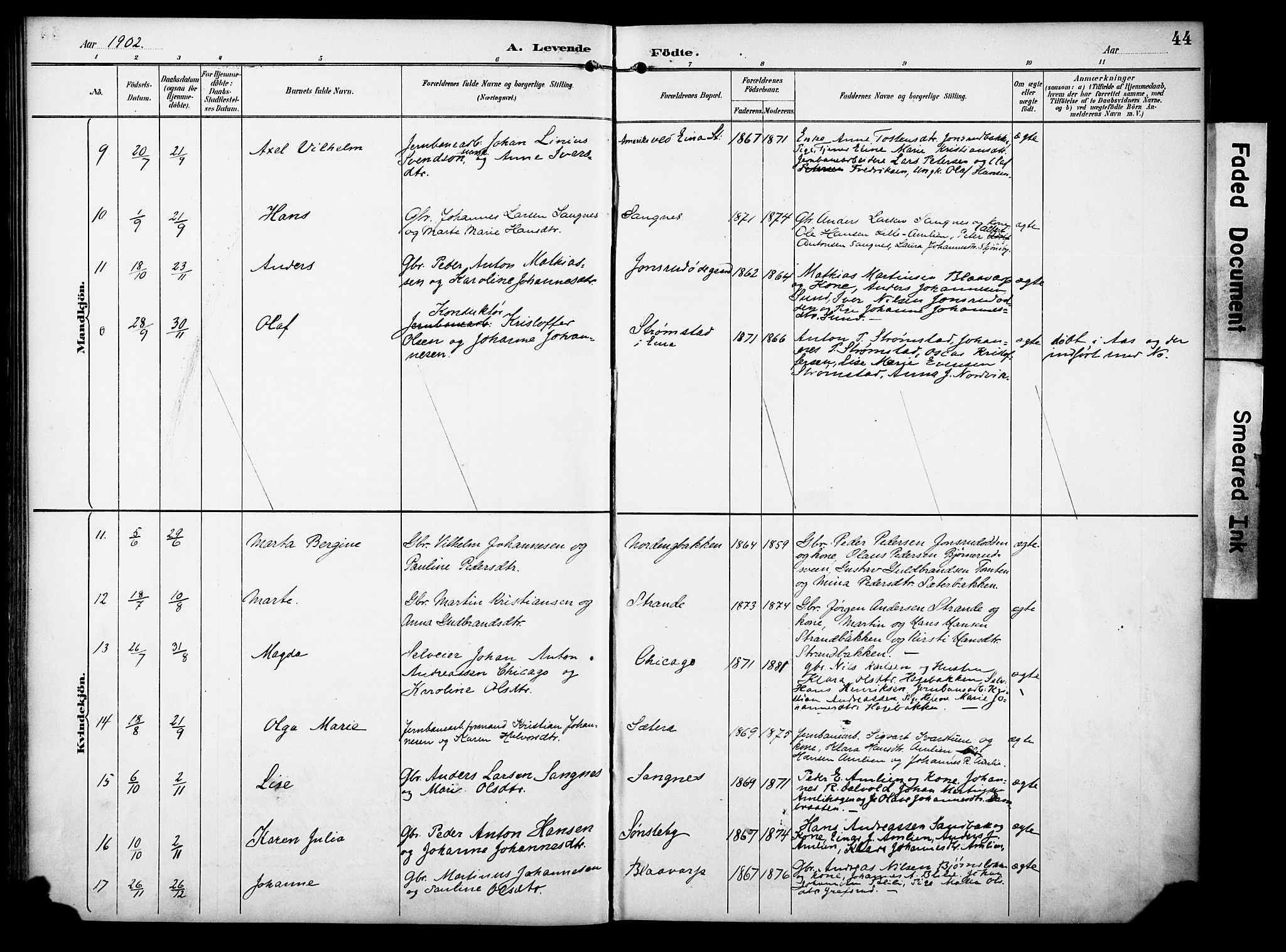 Vestre Toten prestekontor, AV/SAH-PREST-108/H/Ha/Haa/L0012: Parish register (official) no. 12, 1890-1906, p. 44