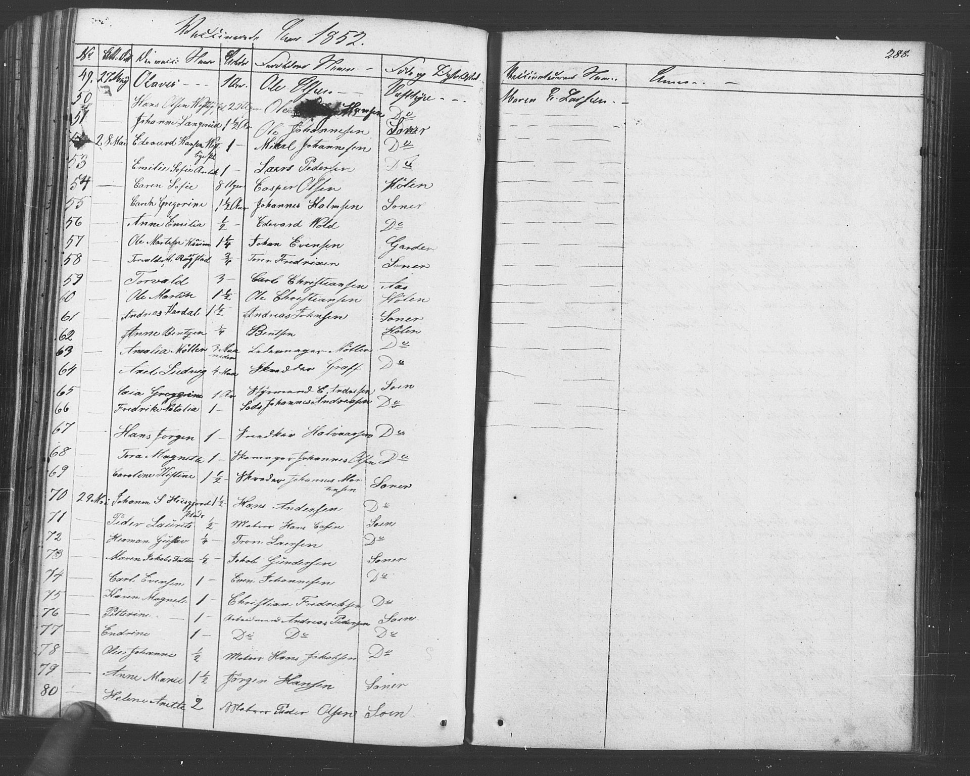 Vestby prestekontor Kirkebøker, AV/SAO-A-10893/F/Fa/L0007: Parish register (official) no. I 7, 1850-1862, p. 288