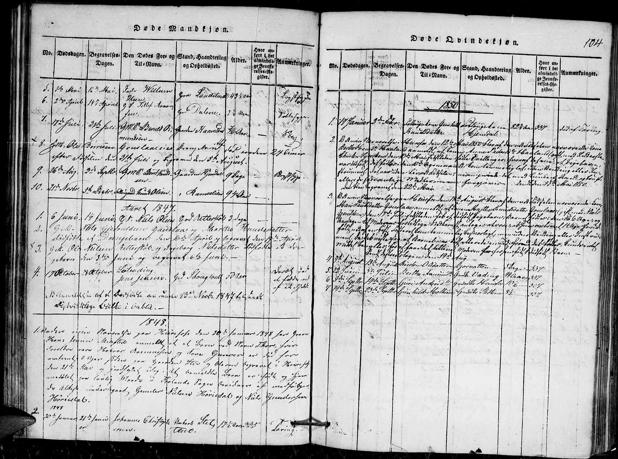 Herefoss sokneprestkontor, AV/SAK-1111-0019/F/Fa/Faa/L0001: Parish register (official) no. A 1, 1816-1860, p. 104