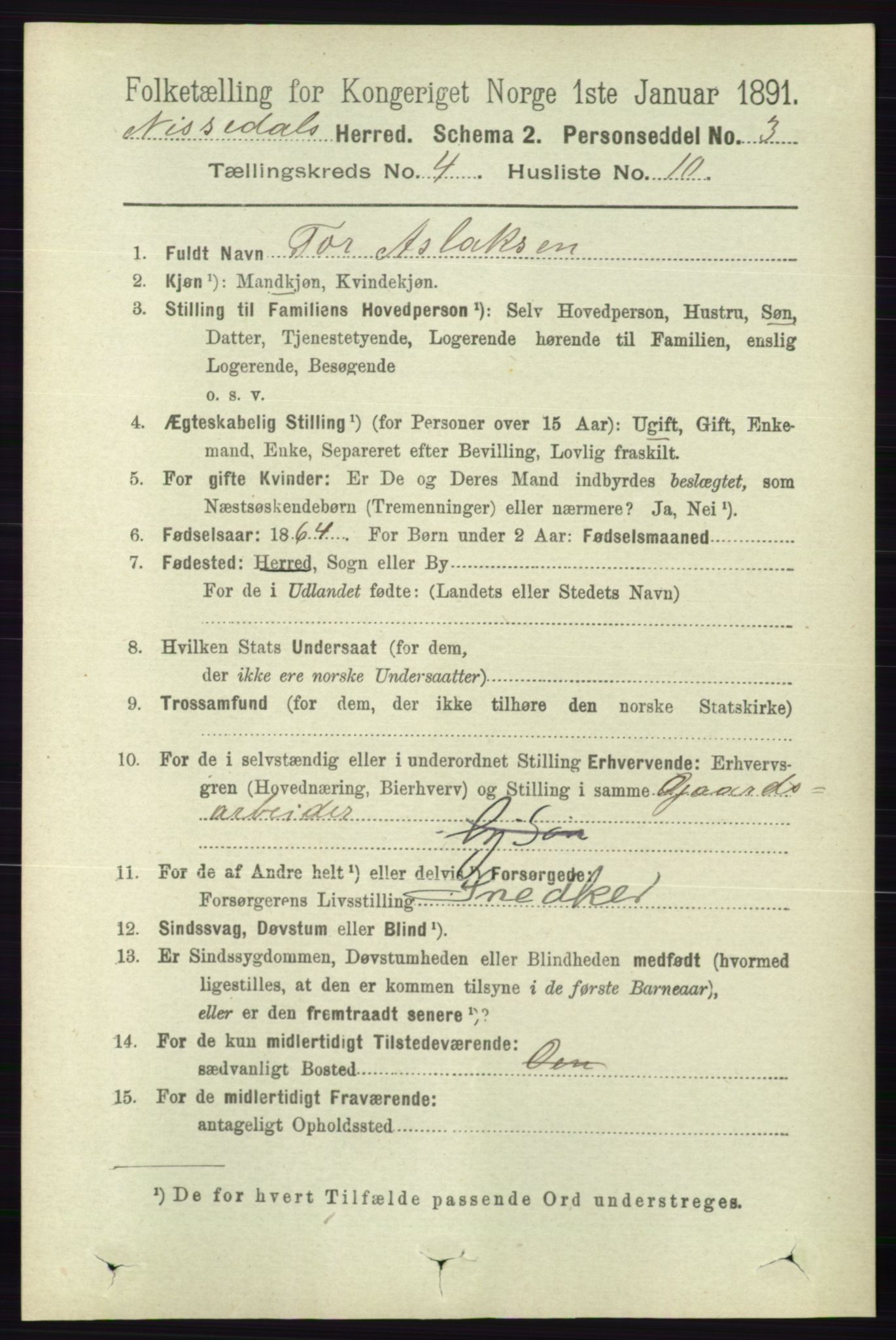 RA, 1891 census for 0830 Nissedal, 1891, p. 914