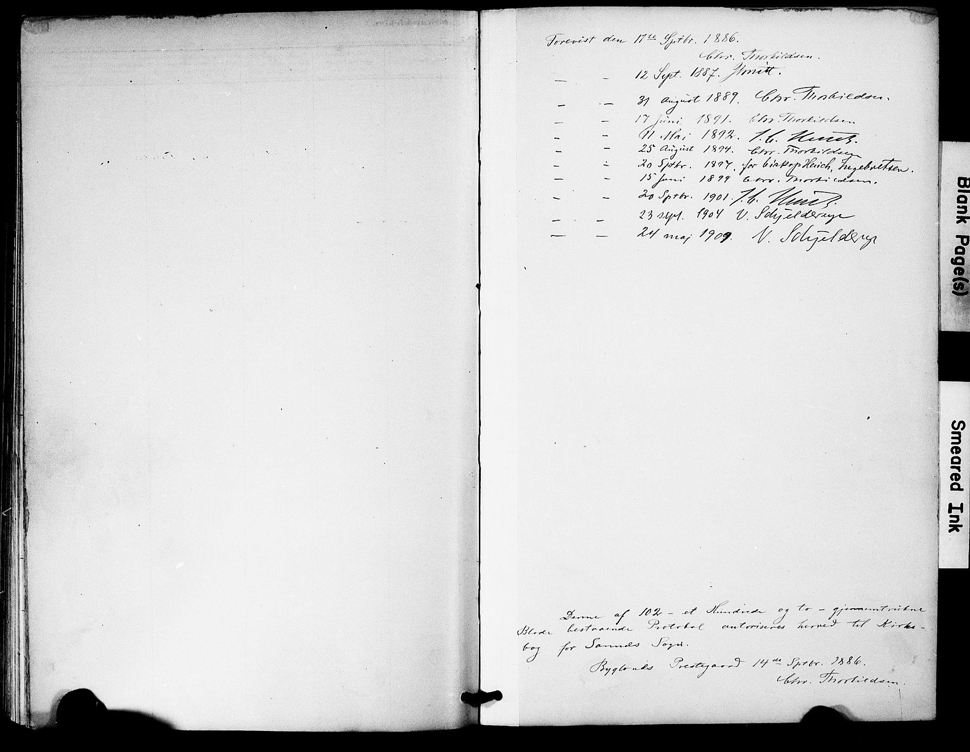 Bygland sokneprestkontor, SAK/1111-0006/F/Fa/Fac/L0001: Parish register (official) no. A 1, 1885-1909