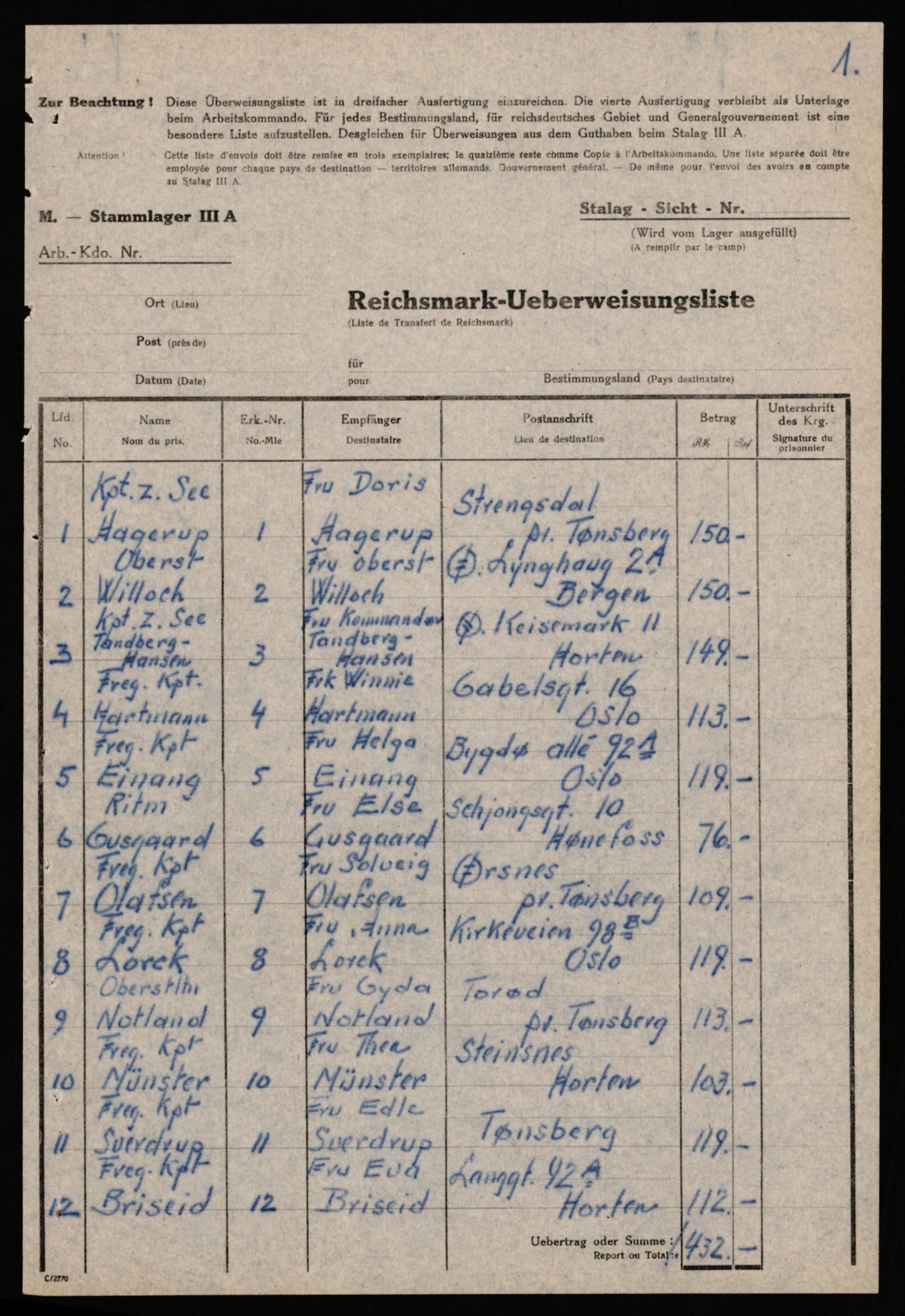 Forsvaret, Forsvarets krigshistoriske avdeling, AV/RA-RAFA-2017/Y/Yf/L0202: II-C-11-2103-2104  -  Norske offiserer i krigsfangenskap, 1940-1945, p. 256