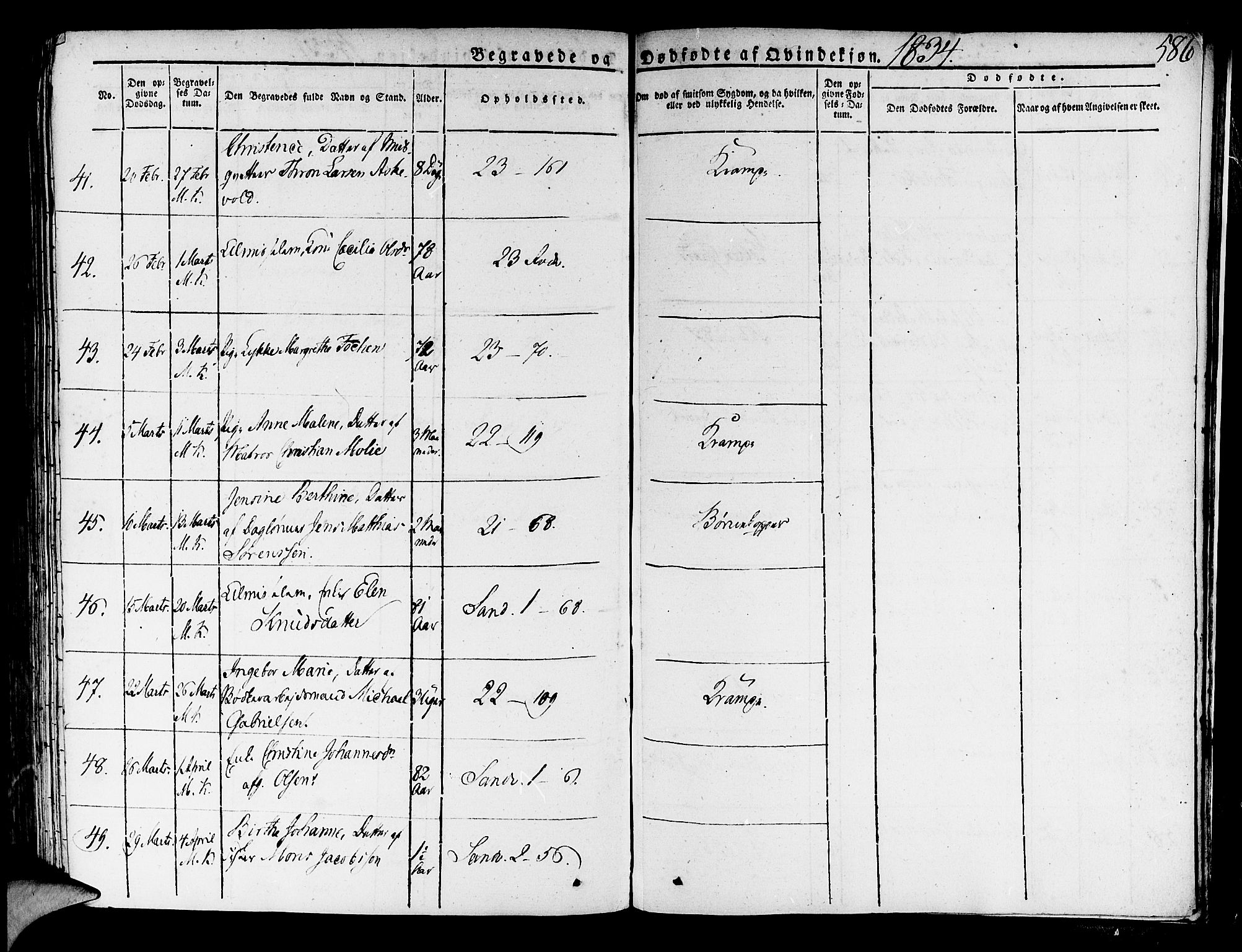 Korskirken sokneprestembete, AV/SAB-A-76101/H/Haa/L0014: Parish register (official) no. A 14, 1823-1835, p. 586