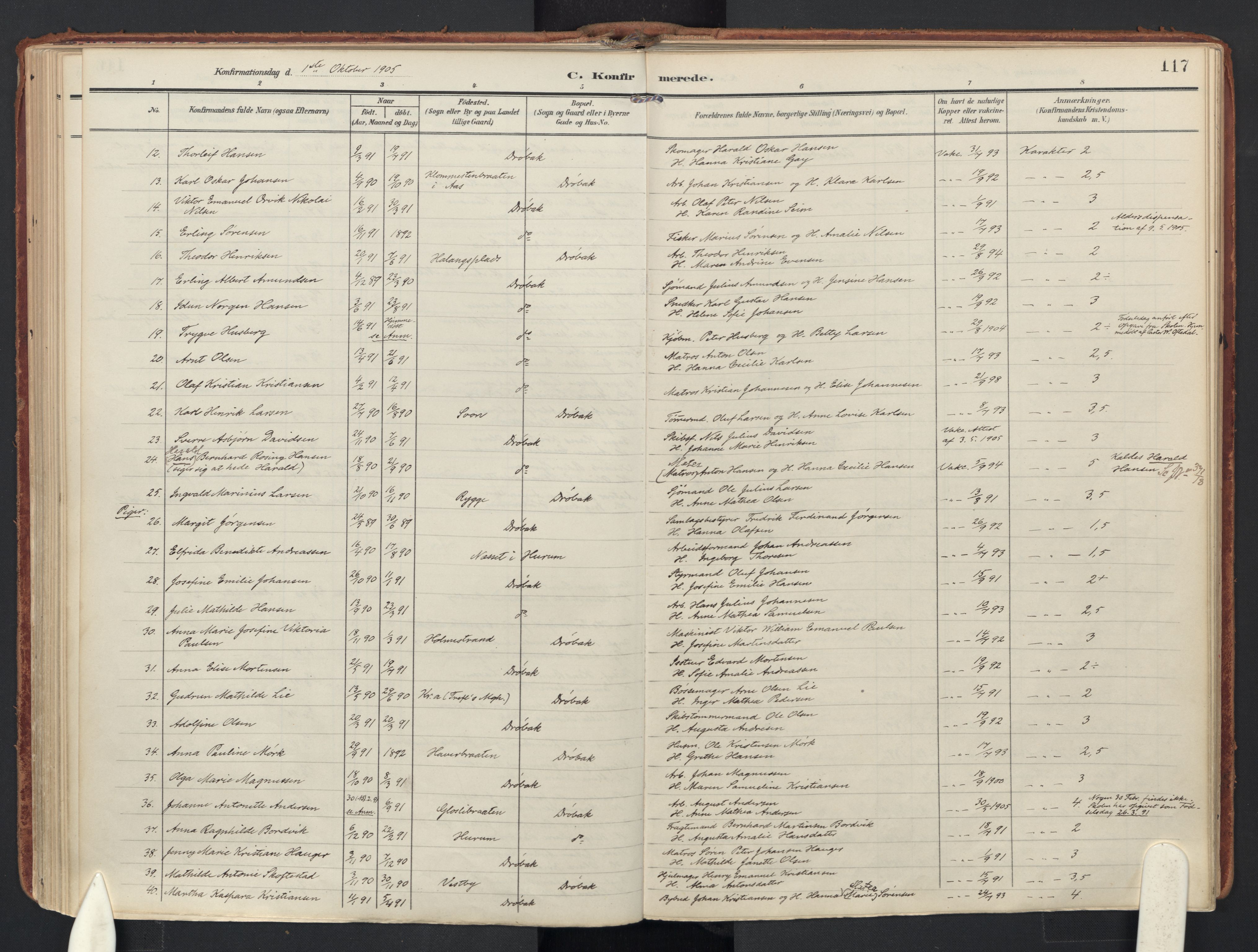 Drøbak prestekontor Kirkebøker, AV/SAO-A-10142a/F/Fb/L0003: Parish register (official) no. II 3, 1897-1918, p. 117