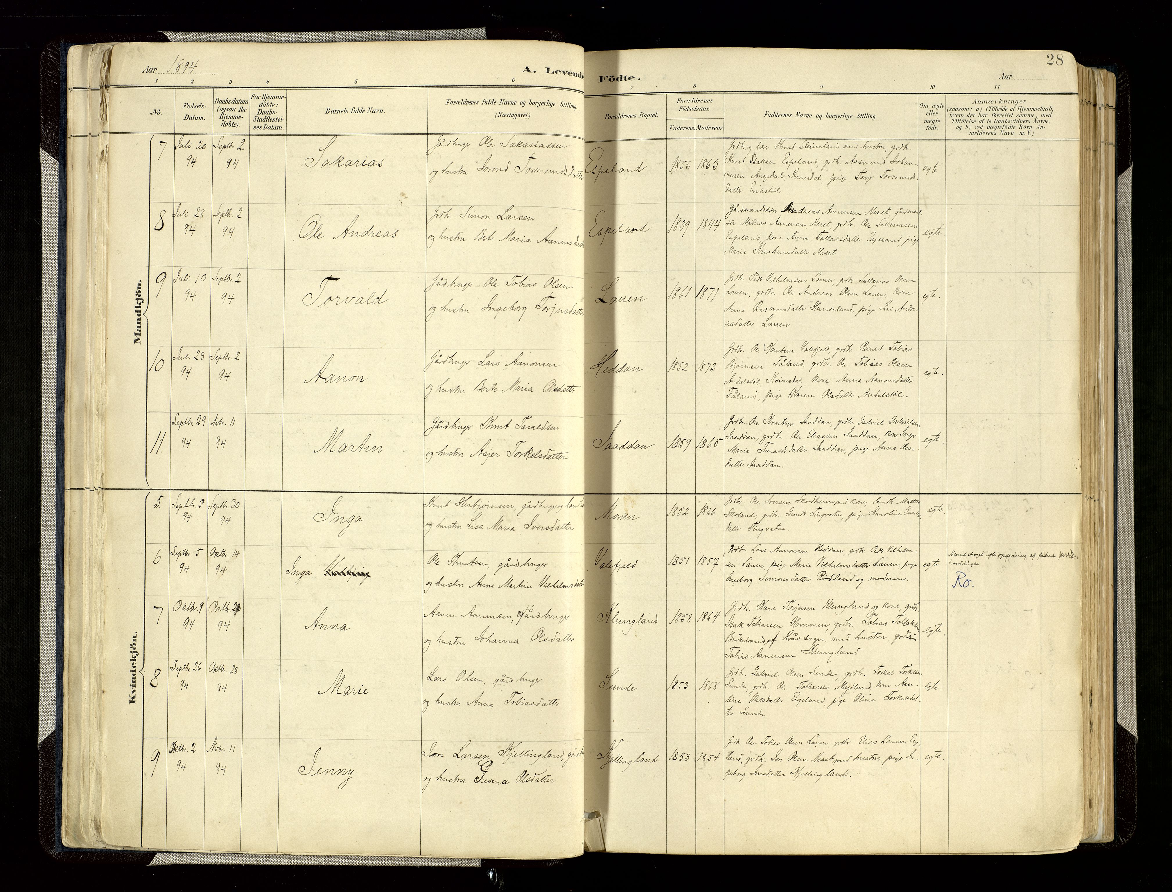 Hægebostad sokneprestkontor, AV/SAK-1111-0024/F/Fa/Faa/L0006: Parish register (official) no. A 6, 1887-1929, p. 28