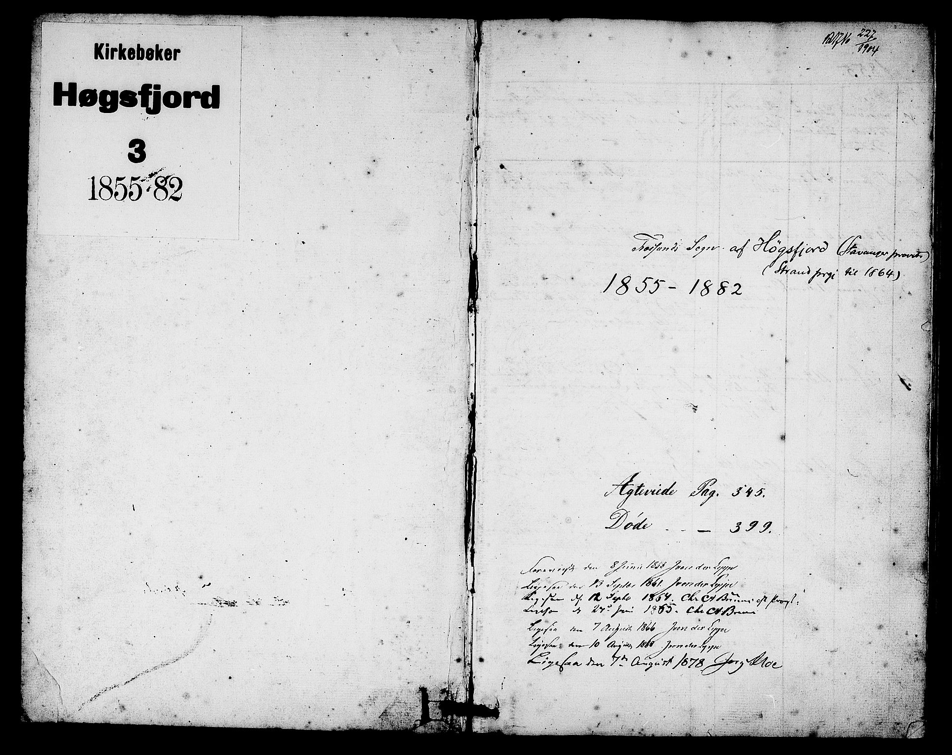 Høgsfjord sokneprestkontor, SAST/A-101624/H/Ha/Hab/L0002: Parish register (copy) no. B 2, 1855-1882