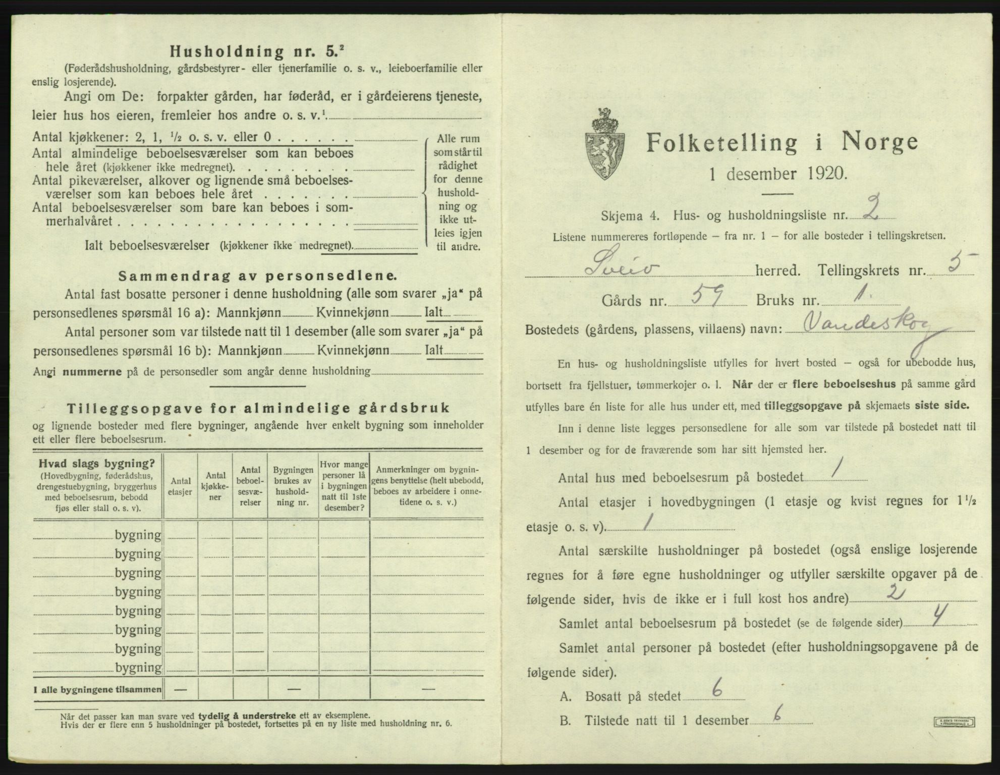 SAB, 1920 census for Sveio, 1920, p. 316