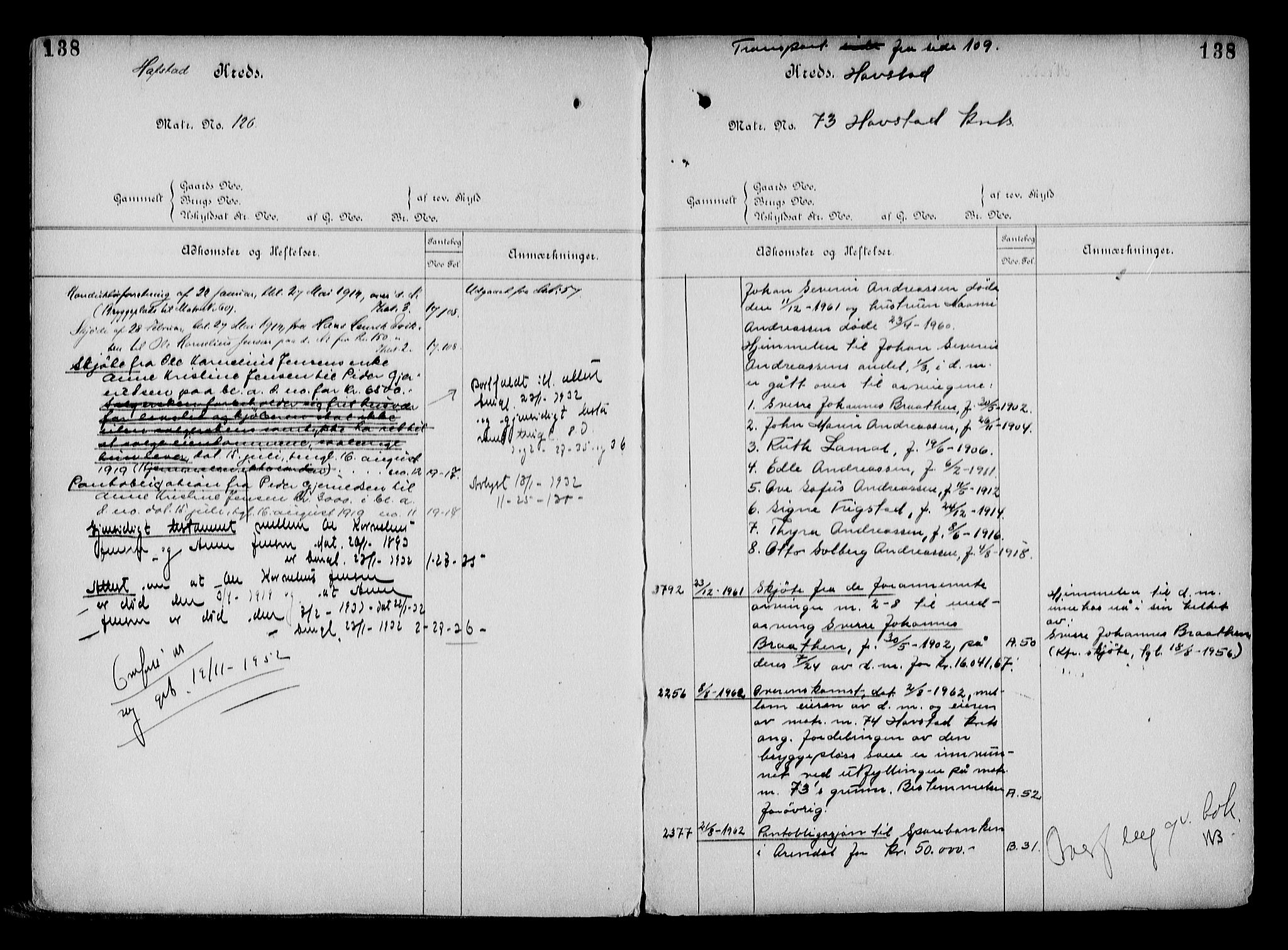 Arendal byfogd, AV/SAK-1222-0001/G/Ga/L0015: Mortgage register no. 13, 1860-1960, p. 138
