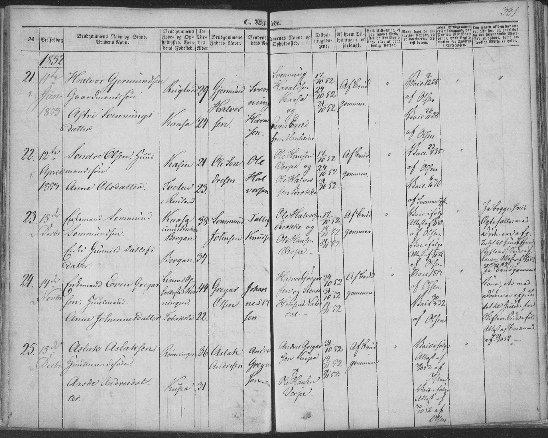 Seljord kirkebøker, SAKO/A-20/F/Fa/L012b: Parish register (official) no. I 12B, 1850-1865, p. 331