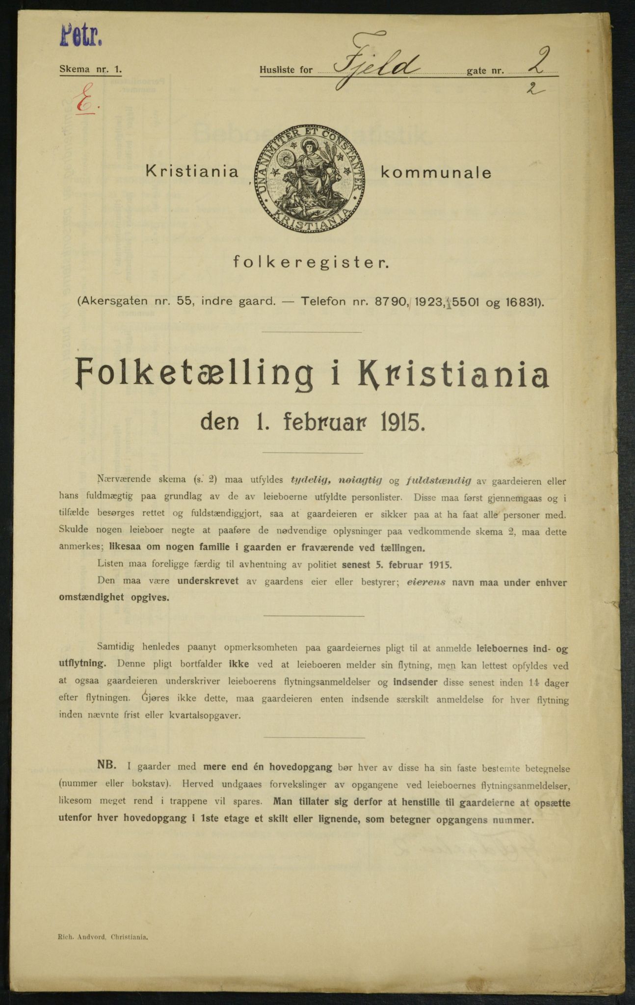 OBA, Municipal Census 1915 for Kristiania, 1915, p. 23836