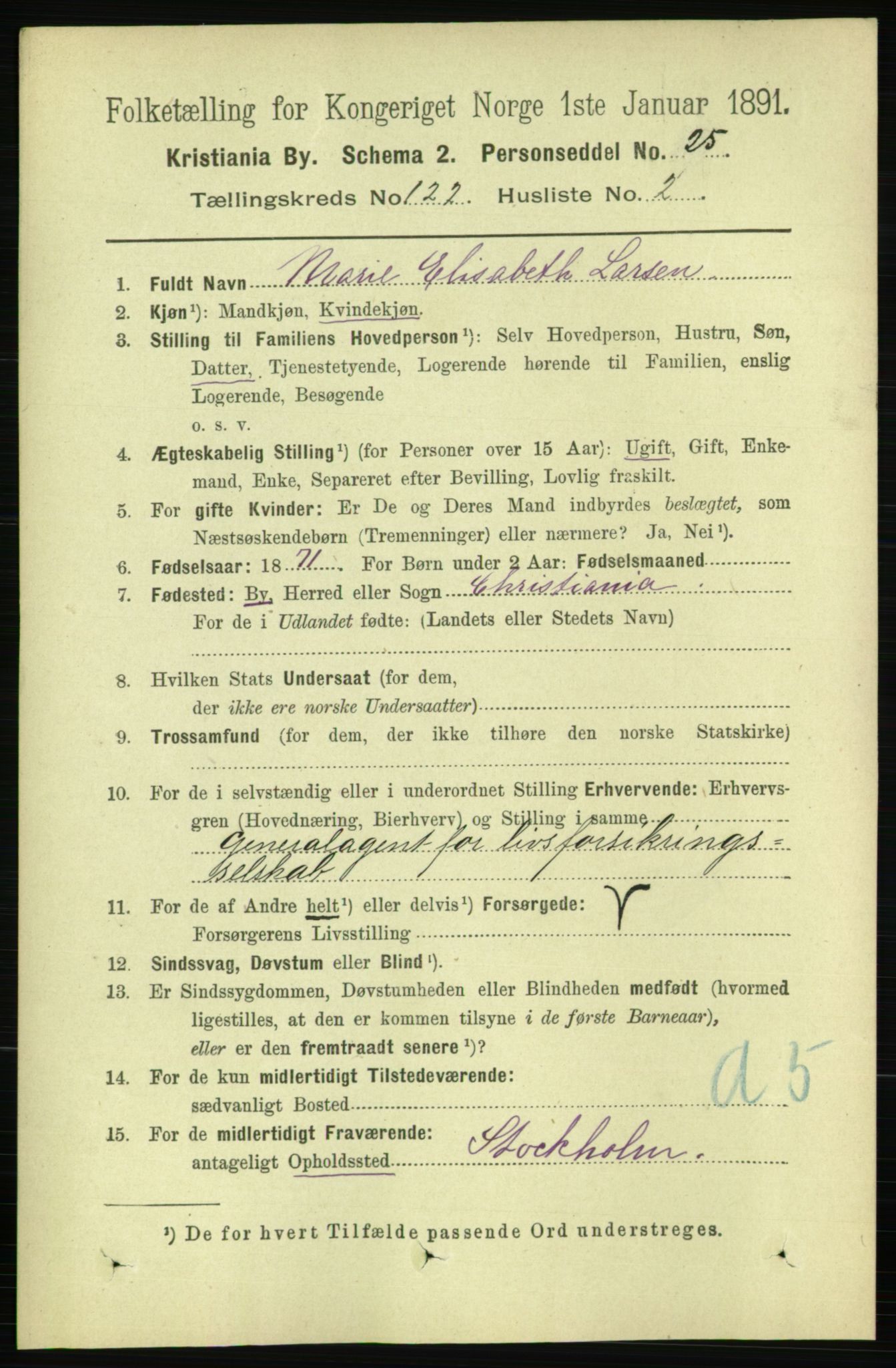 RA, 1891 census for 0301 Kristiania, 1891, p. 64675