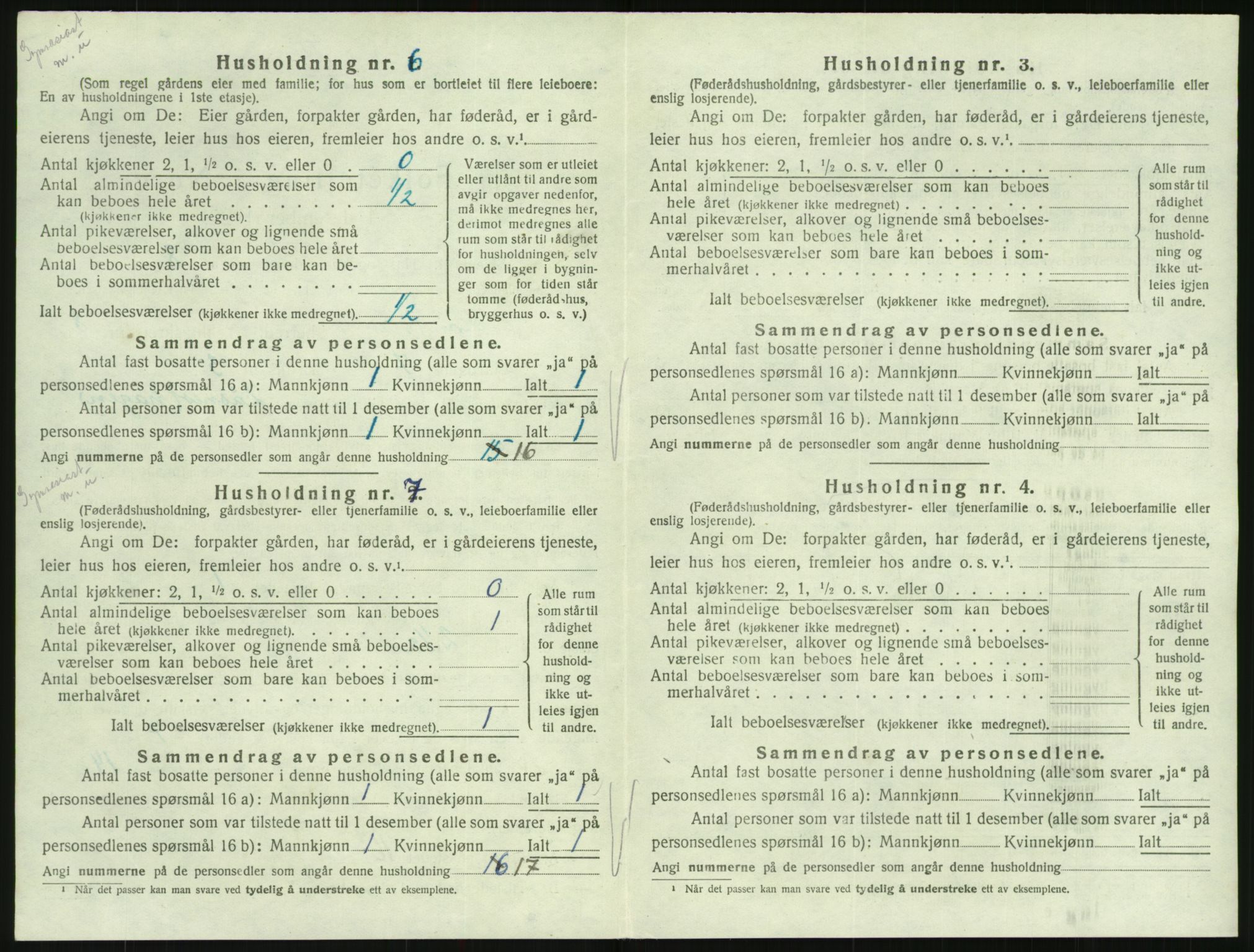 SAK, 1920 census for Hornnes, 1920, p. 310
