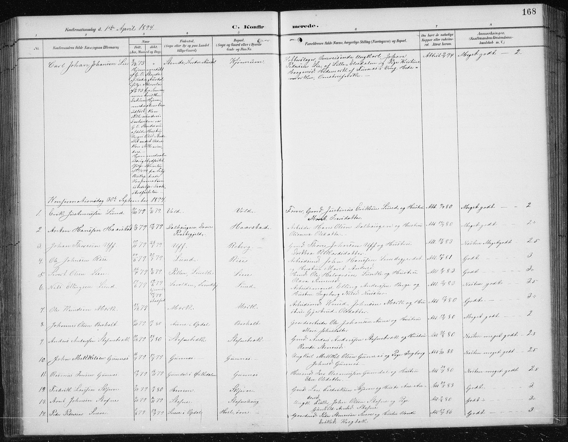 Ministerialprotokoller, klokkerbøker og fødselsregistre - Sør-Trøndelag, SAT/A-1456/674/L0876: Parish register (copy) no. 674C03, 1892-1912, p. 168