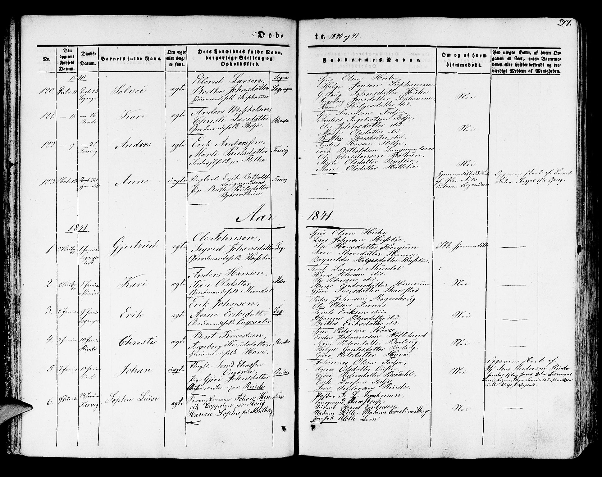 Leikanger sokneprestembete, AV/SAB-A-81001/H/Haa/Haaa/L0007: Parish register (official) no. A 7, 1838-1851, p. 27