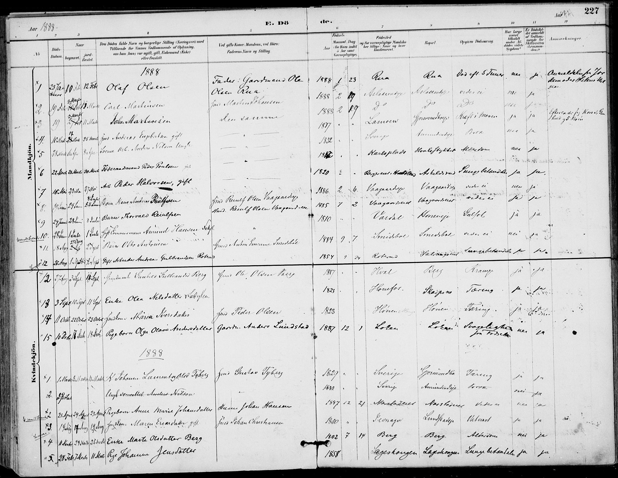 Haug kirkebøker, AV/SAKO-A-604/F/Fa/L0001: Parish register (official) no. 1, 1885-1917, p. 227