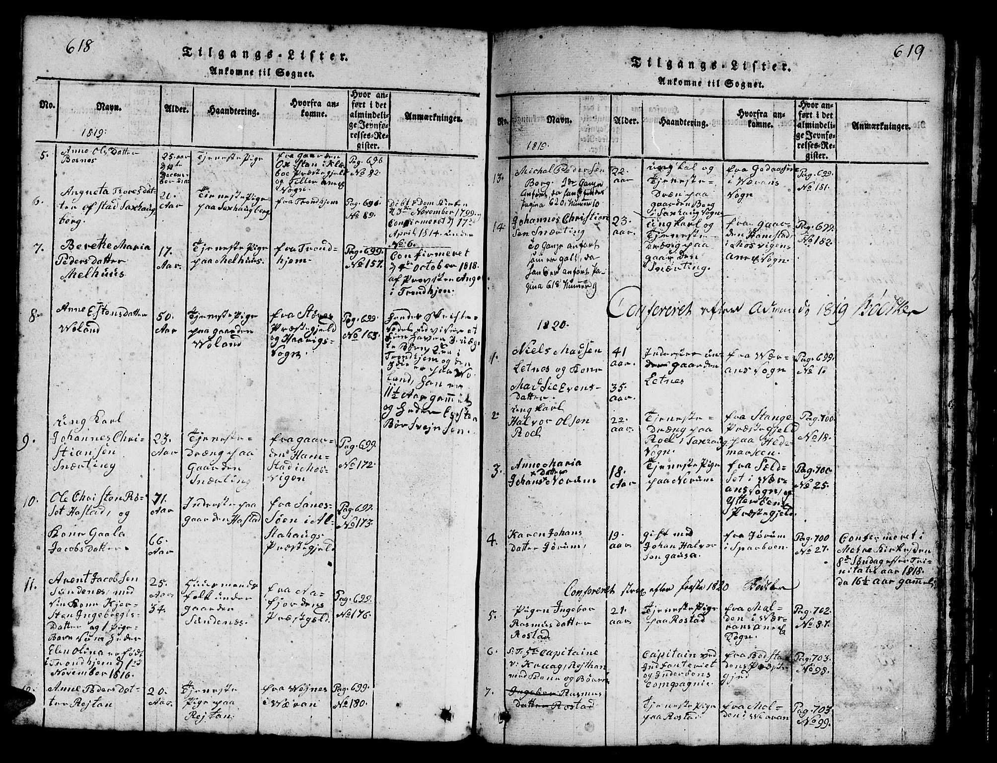 Ministerialprotokoller, klokkerbøker og fødselsregistre - Nord-Trøndelag, SAT/A-1458/730/L0298: Parish register (copy) no. 730C01, 1816-1849, p. 618-619