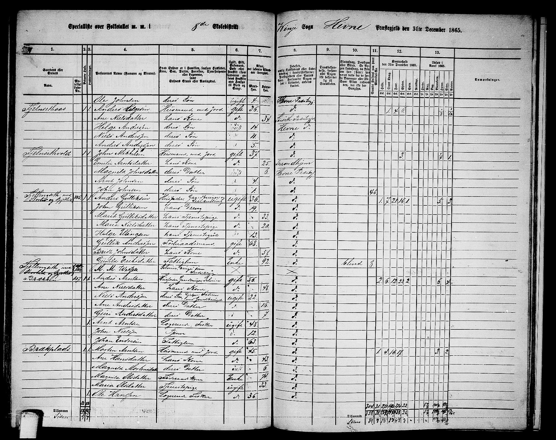 RA, 1865 census for Hemne, 1865, p. 178