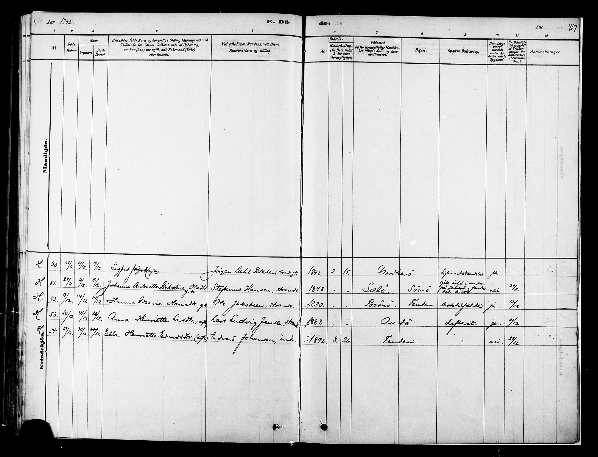 Ministerialprotokoller, klokkerbøker og fødselsregistre - Nordland, SAT/A-1459/834/L0507: Parish register (official) no. 834A05, 1878-1892, p. 467