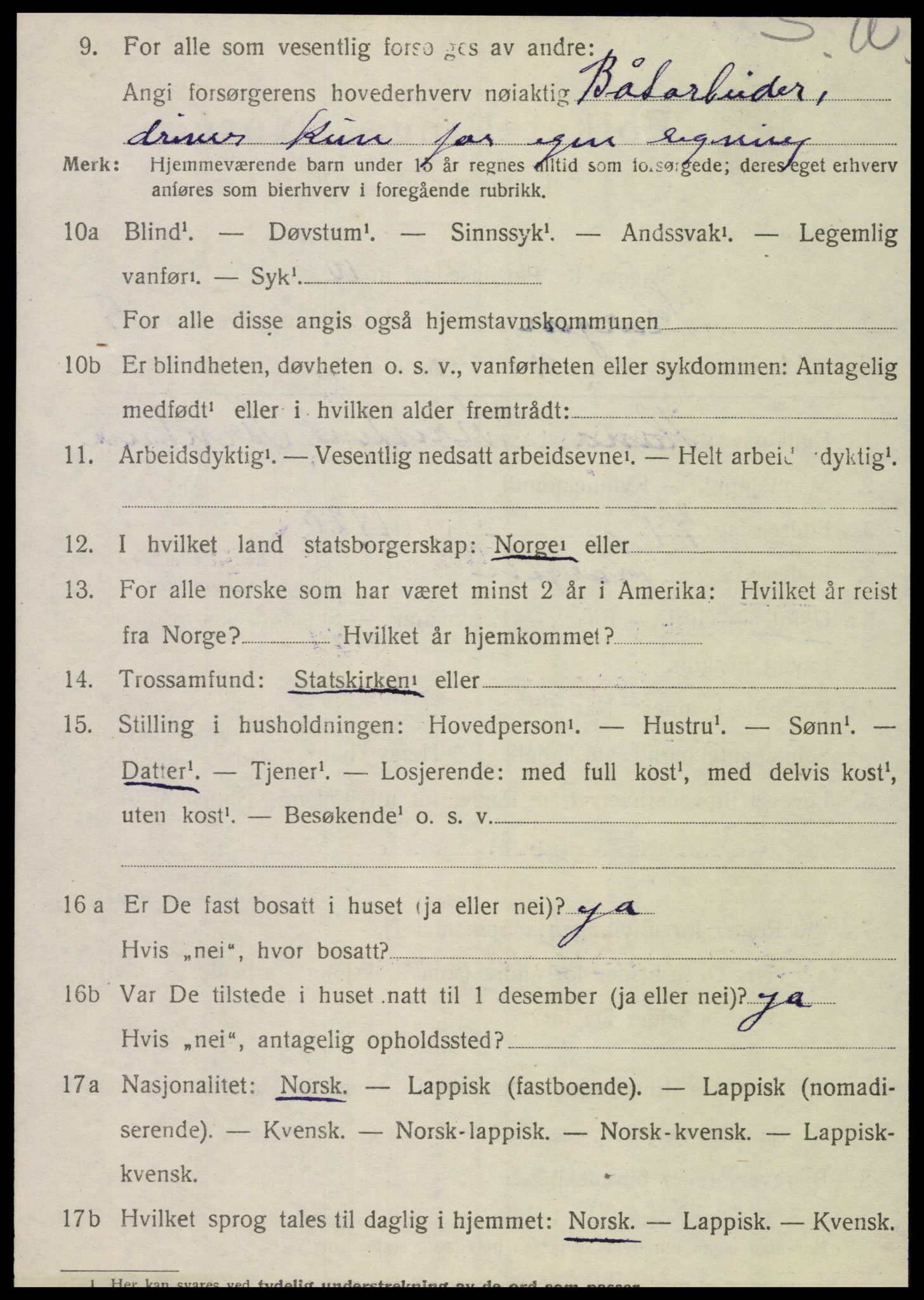 SAT, 1920 census for Korgen, 1920, p. 2407