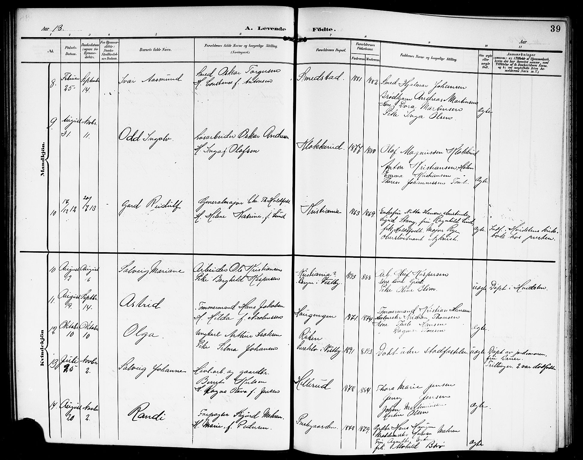 Vestby prestekontor Kirkebøker, AV/SAO-A-10893/G/Ga/L0002: Parish register (copy) no. I 2, 1903-1916, p. 39